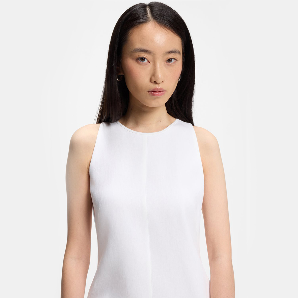 【BOSS博斯】亚麻混纺无袖直筒连衣裙