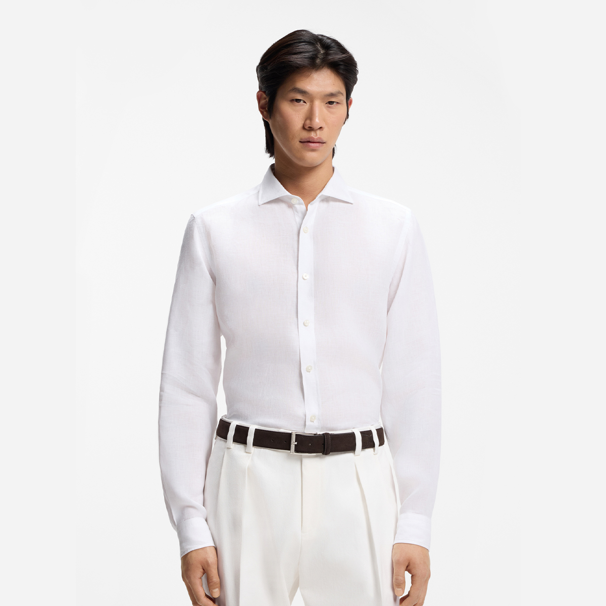 【BOSS博斯】亚麻休闲长袖衬衫