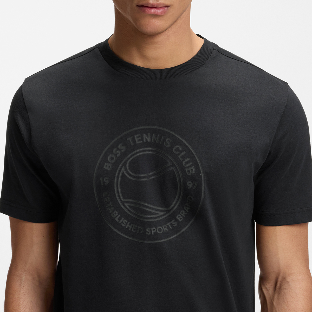 【BOSS博斯】网球主题艺术图案装饰棉质平纹针织 T 恤