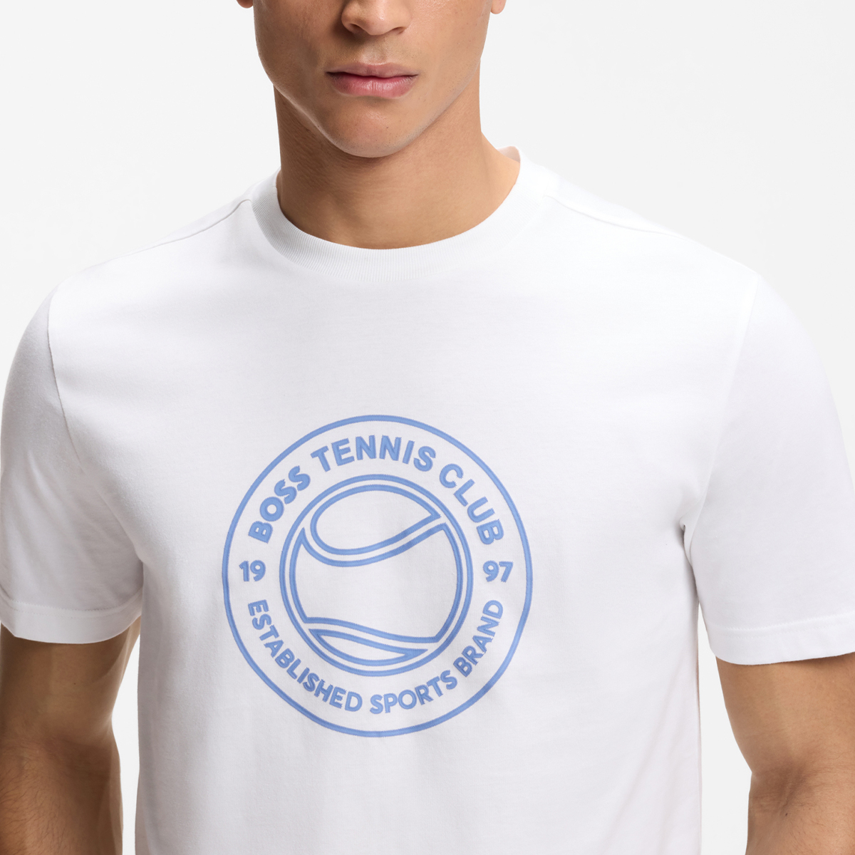 【BOSS博斯】网球主题艺术图案装饰棉质平纹针织 T 恤