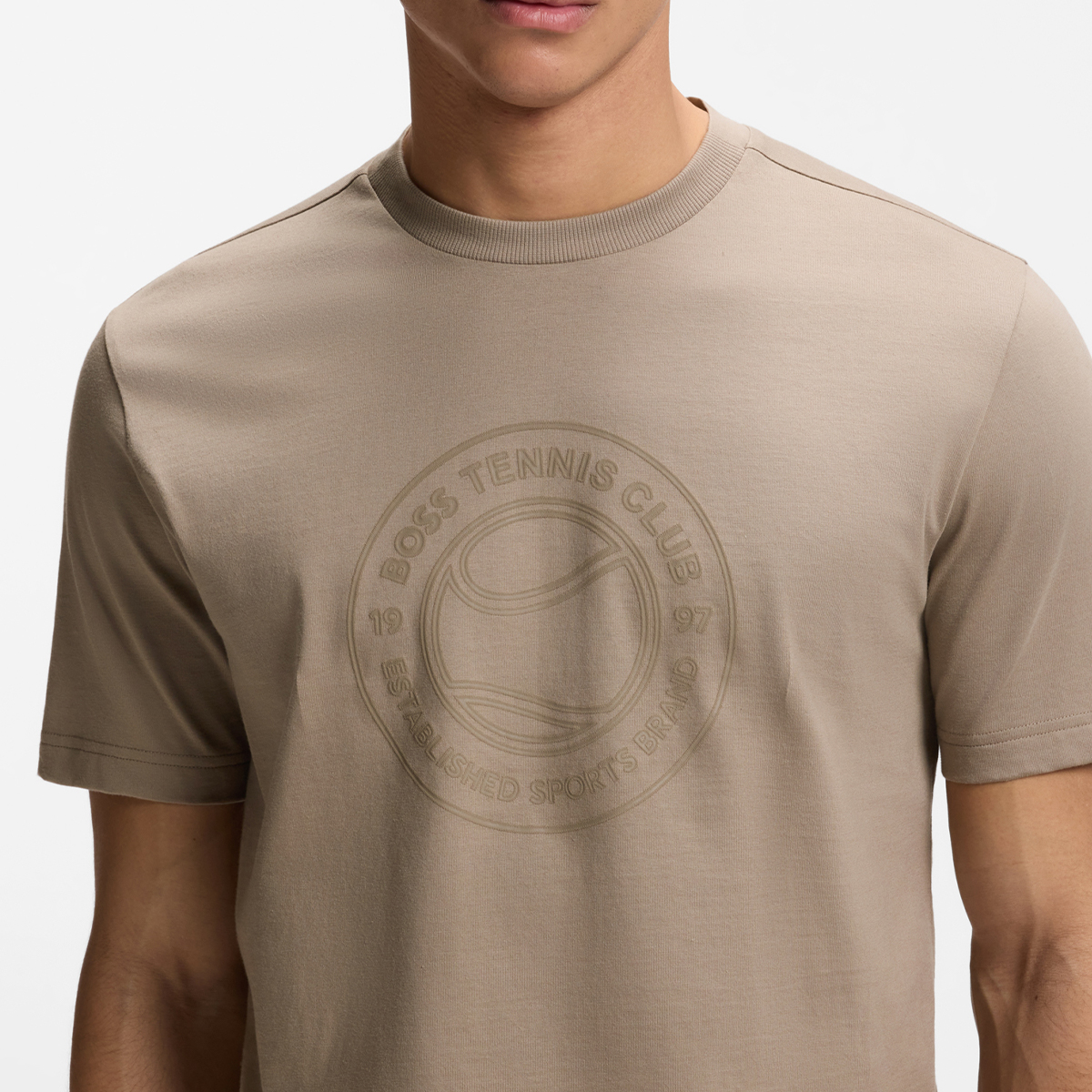 【BOSS博斯】网球主题艺术图案装饰棉质平纹针织 T 恤