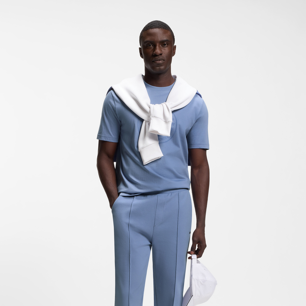 【BOSS博斯】网球主题艺术图案装饰棉质平纹针织 T 恤