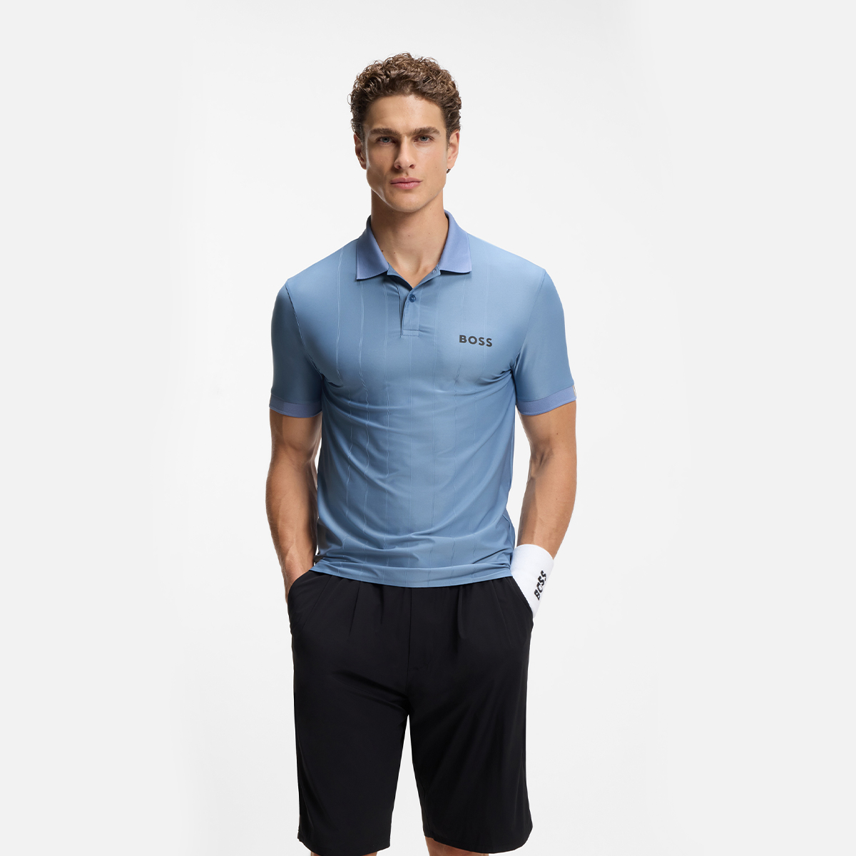 【BOSS博斯】四向弹力条纹平纹布修身版型 Polo 衫