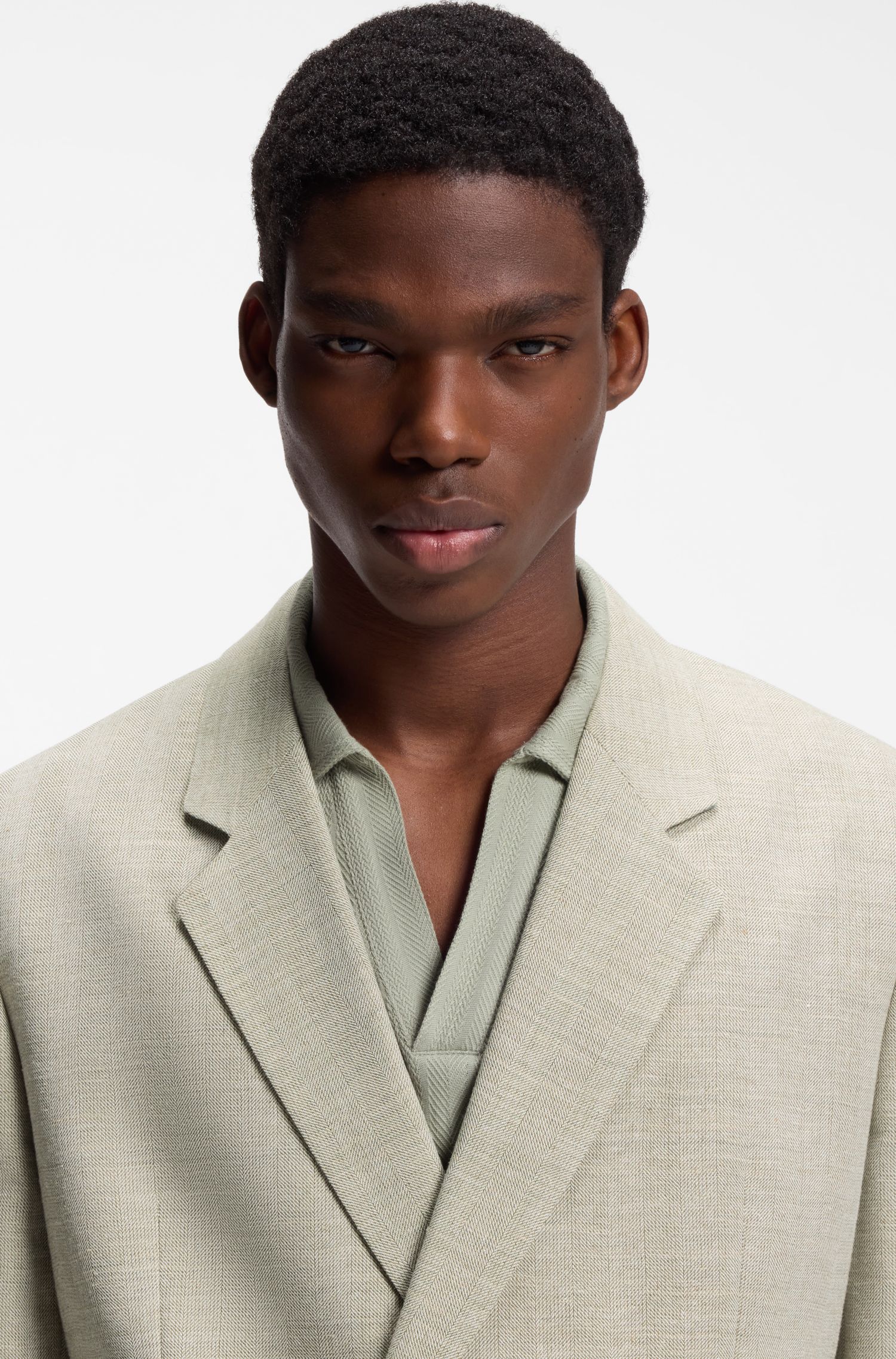 人字纹编织现代版型夹克