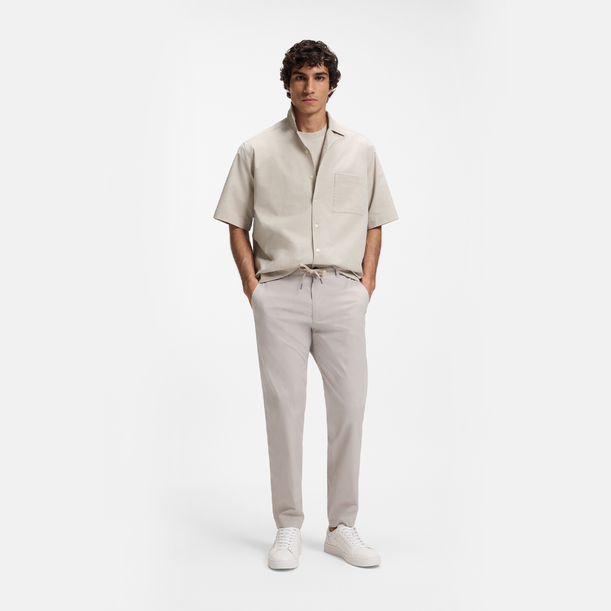 【BOSS博斯】弹力泡泡纱宽松版型衬衫