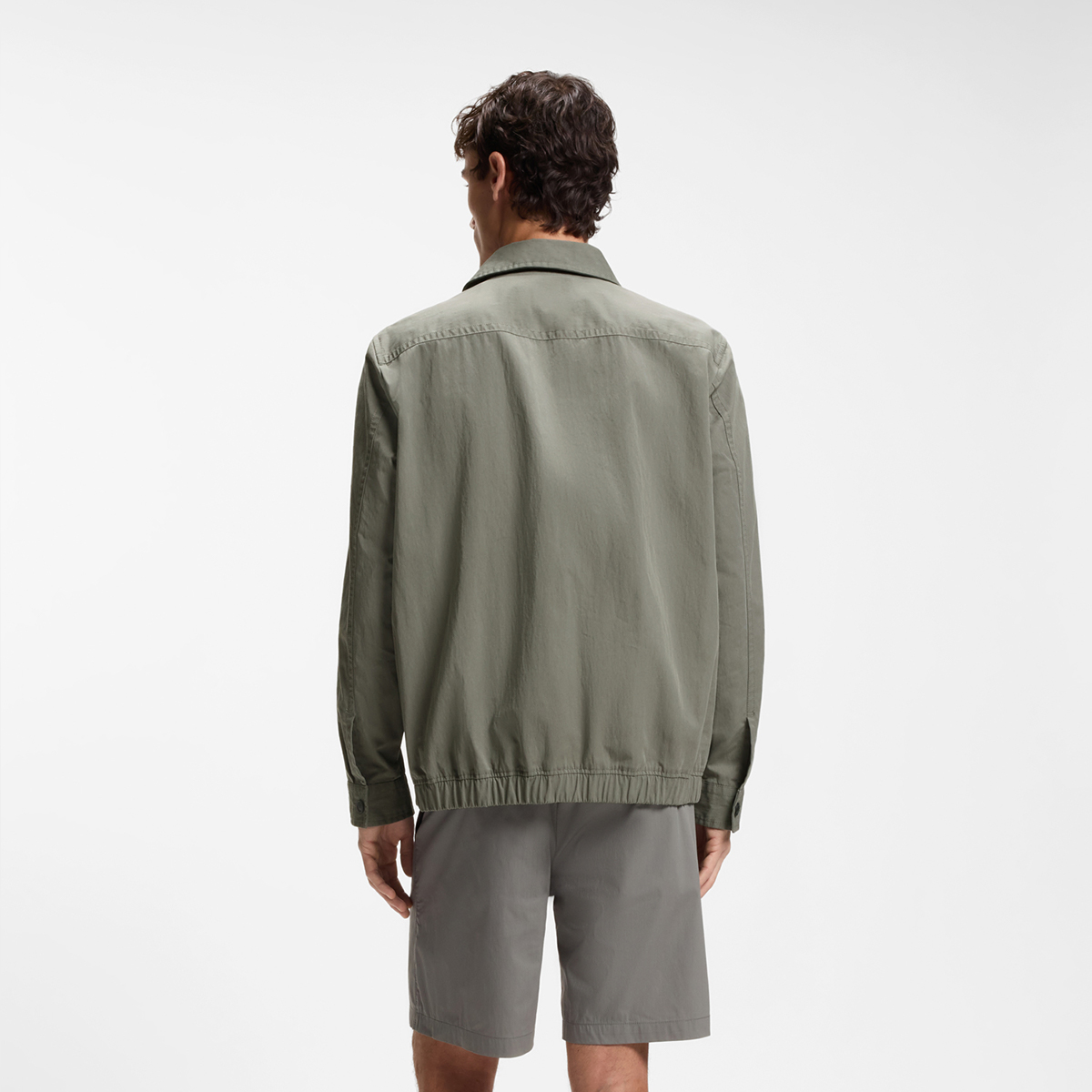 【BOSS博斯】棉质混纺斜纹布超大版型外套衬衫