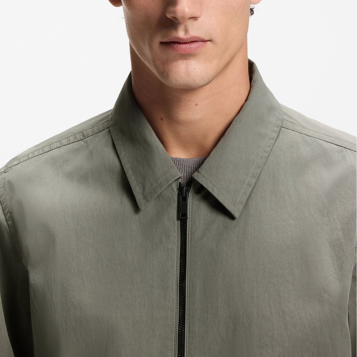 【BOSS博斯】棉质混纺斜纹布超大版型外套衬衫