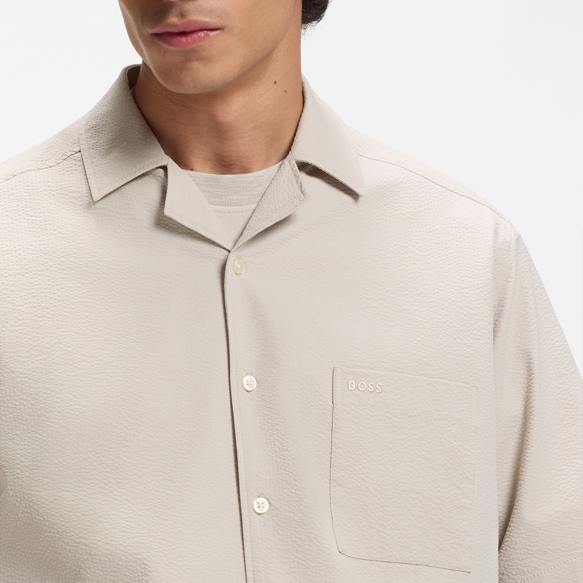 【BOSS博斯】弹力泡泡纱宽松版型衬衫