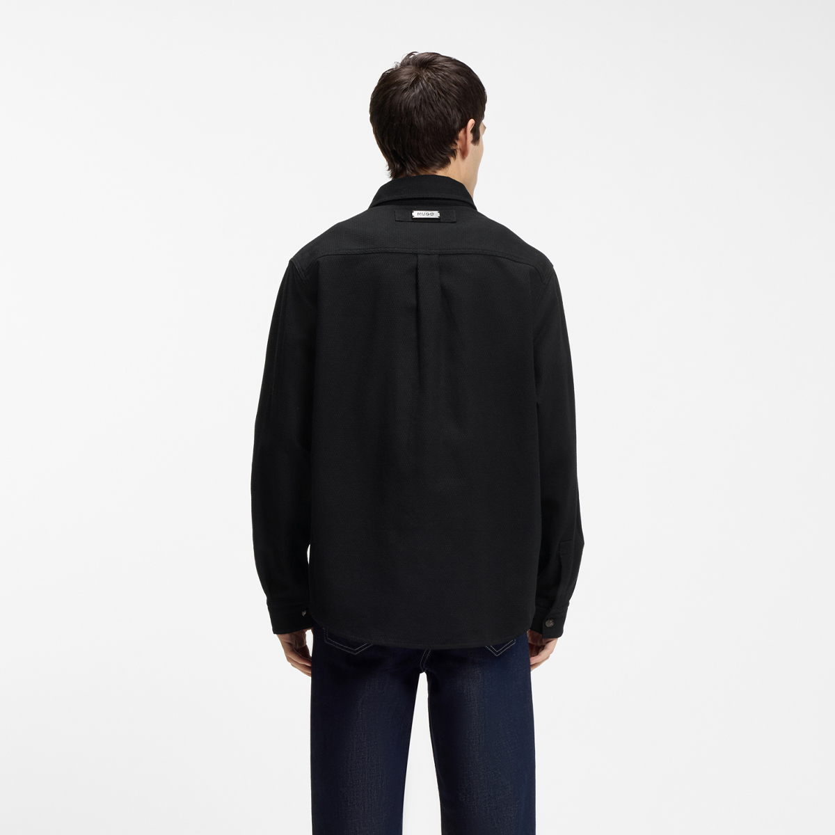 【HUGO雨果】贴袋饰宽松版型棉质斜纹衬衫