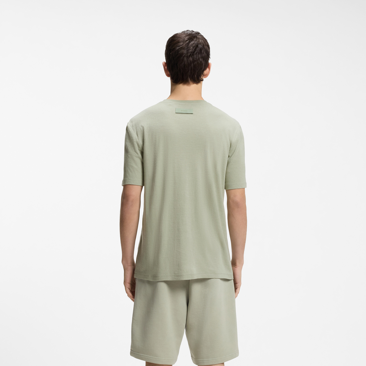 【HUGO雨果】竹节纹双面布修身T恤