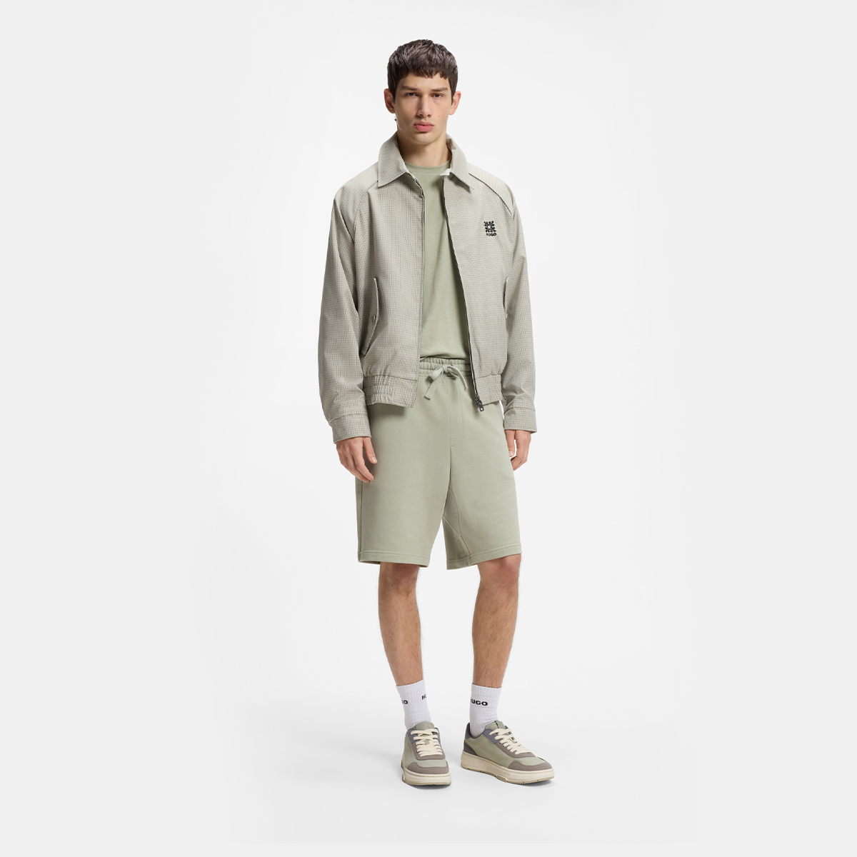 【HUGO雨果】竹节纹双面布修身T恤