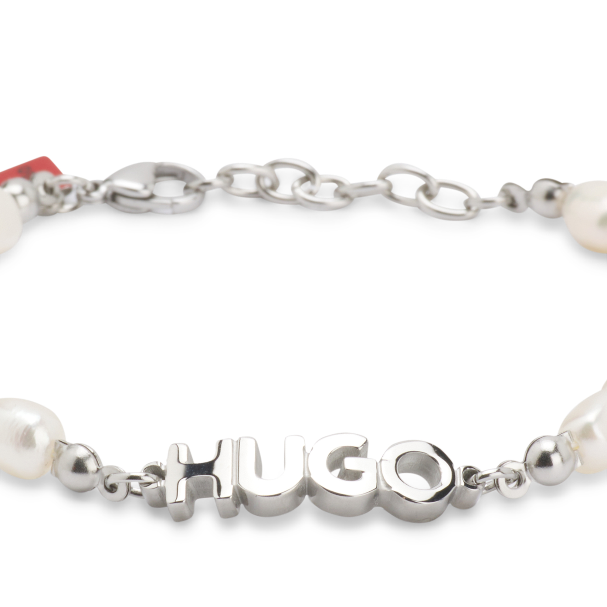【HUGO雨果】金属徽标饰牌装饰珍珠手链