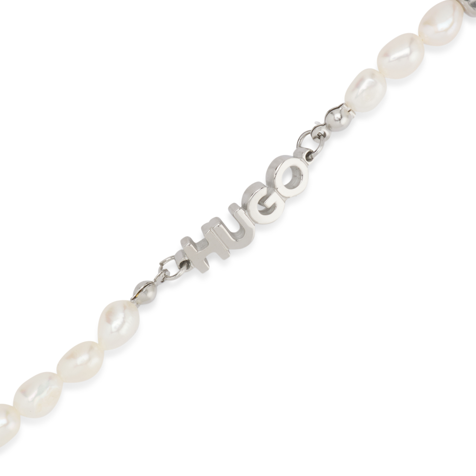 【HUGO雨果】金属徽标饰牌装饰珍珠手链