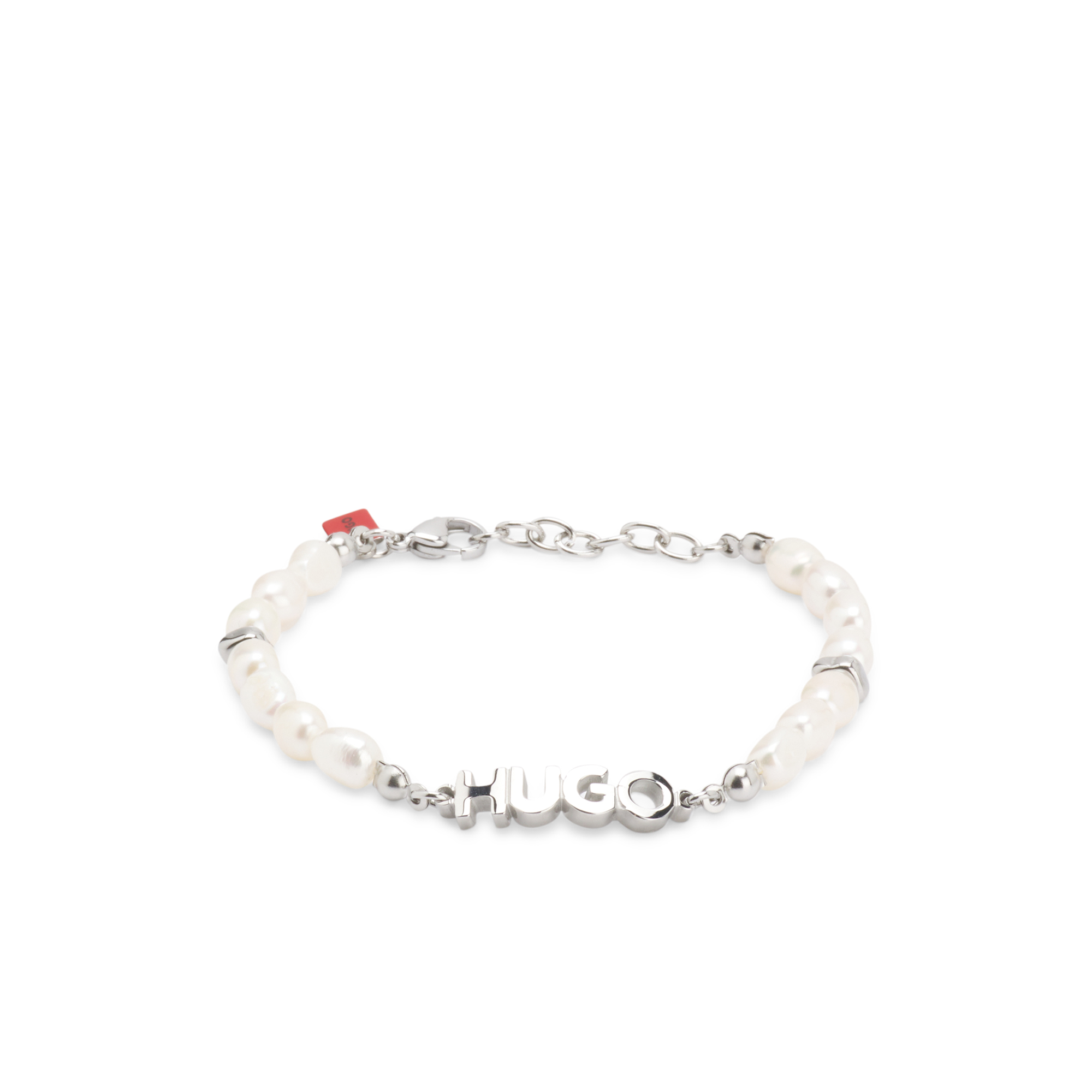 【HUGO雨果】金属徽标饰牌装饰珍珠手链