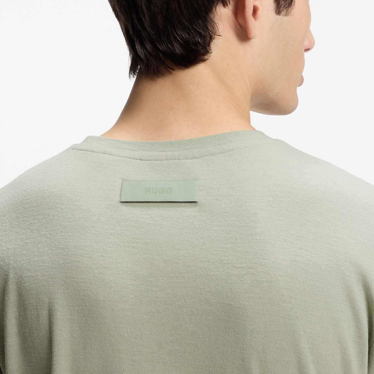 【HUGO雨果】竹节纹双面布修身T恤