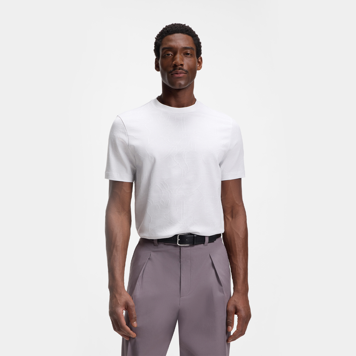 【BOSS博斯】提花图案棉质T恤