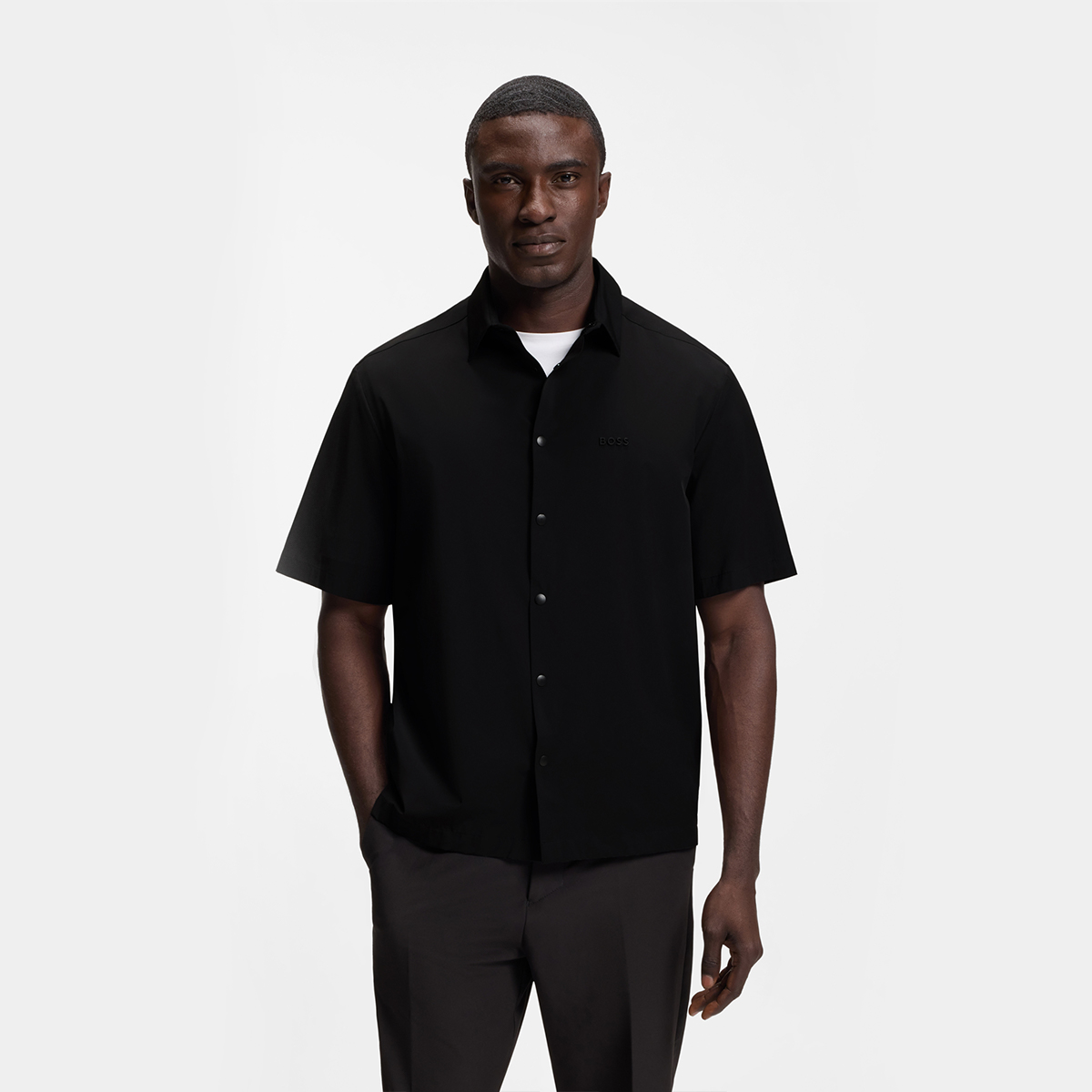 【BOSS博斯】防泼水饰面宽松版型衬衫