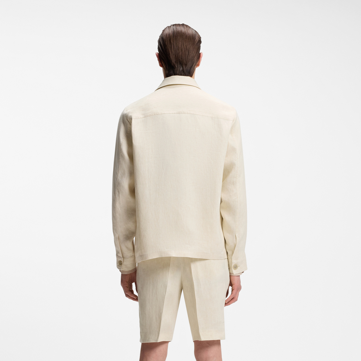 【BOSS博斯】意大利产亚麻斜纹布宽松版型外套衬衫