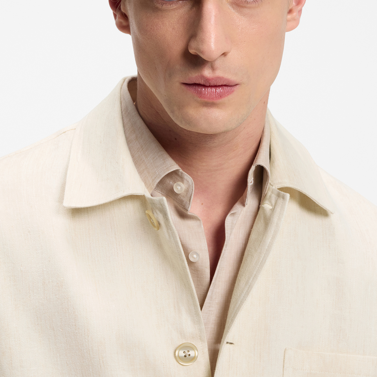 【BOSS博斯】意大利产亚麻斜纹布宽松版型外套衬衫