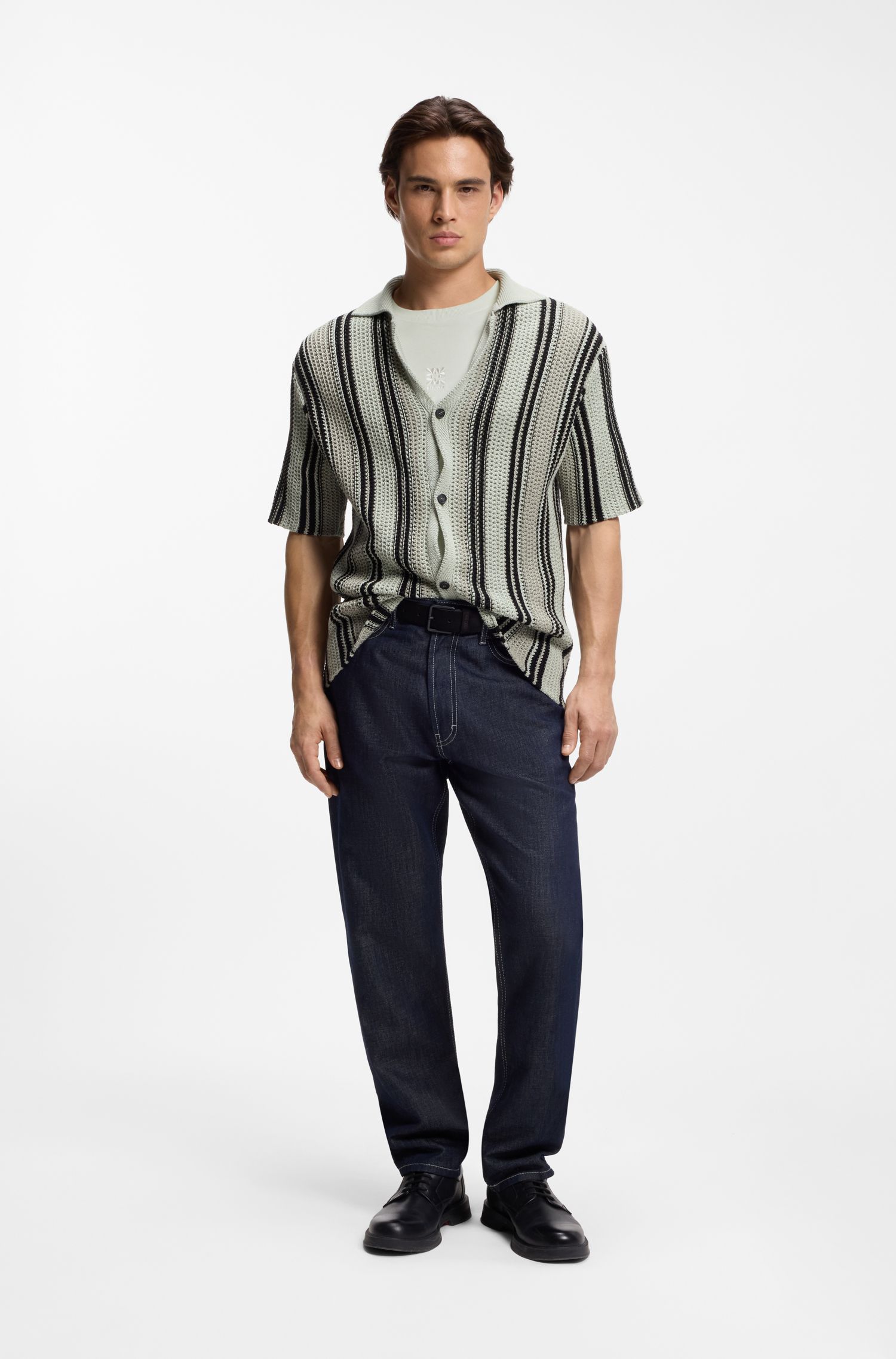 【HUGO雨果】徽标刺绣图案棉质平纹布 T 恤