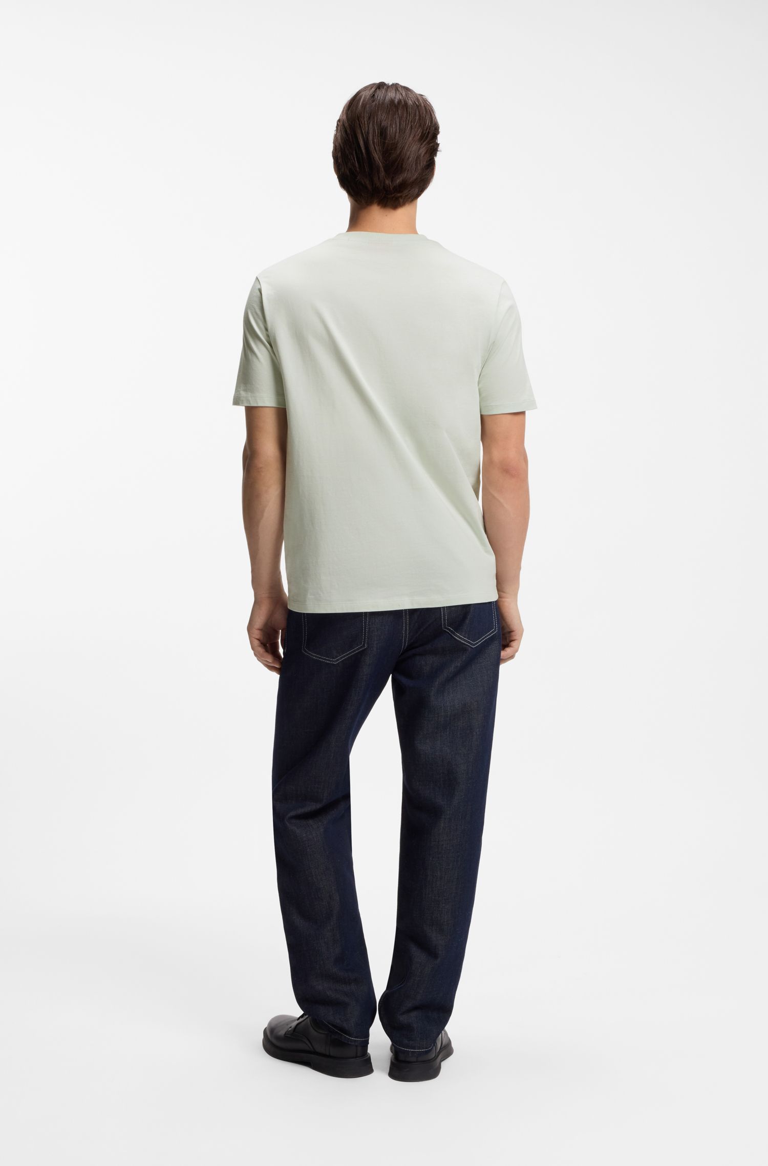 【HUGO雨果】徽标刺绣图案棉质平纹布 T 恤