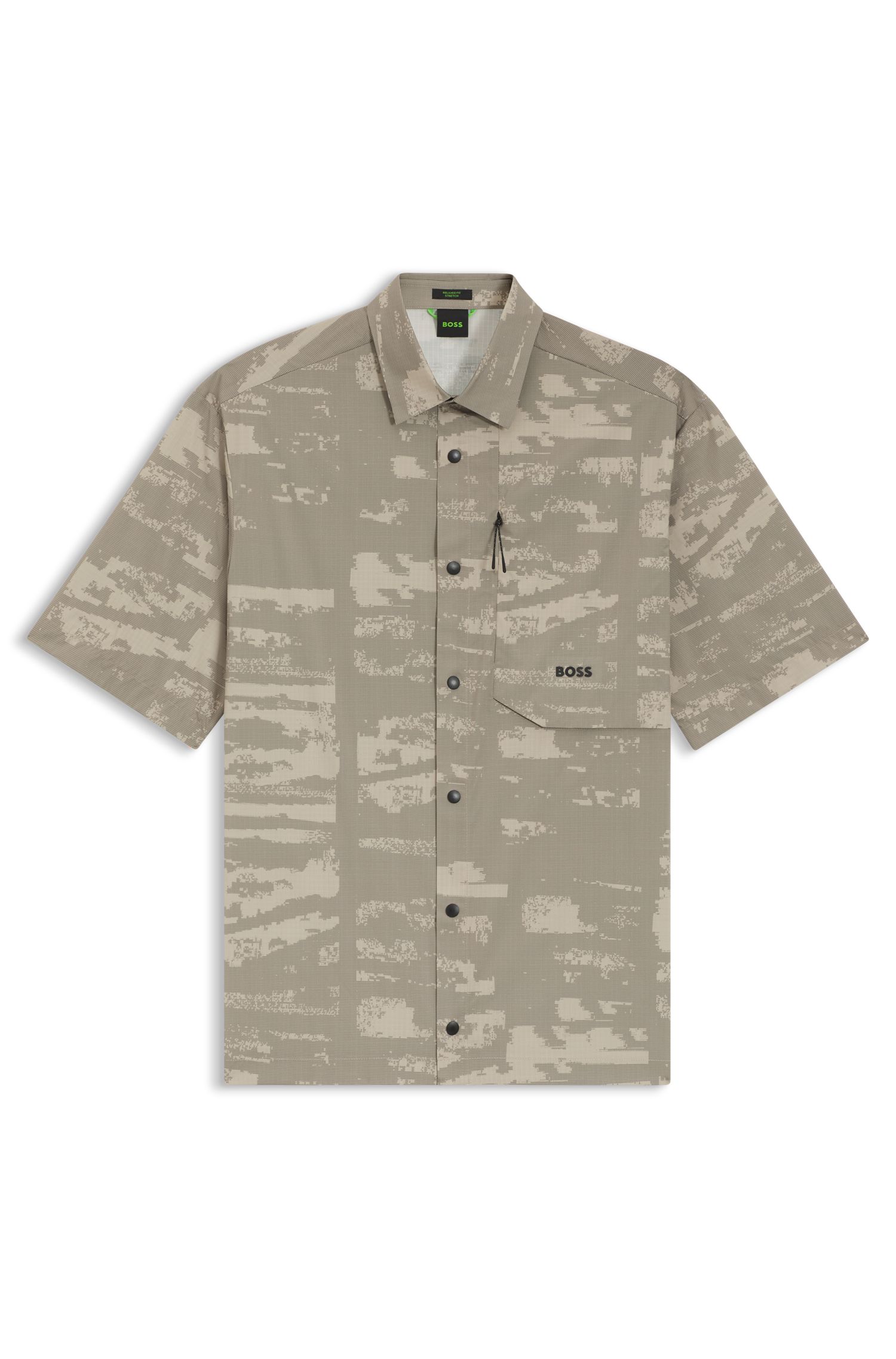 【BOSS博斯】拉链口袋印花防撕裂面料宽松版型衬衫