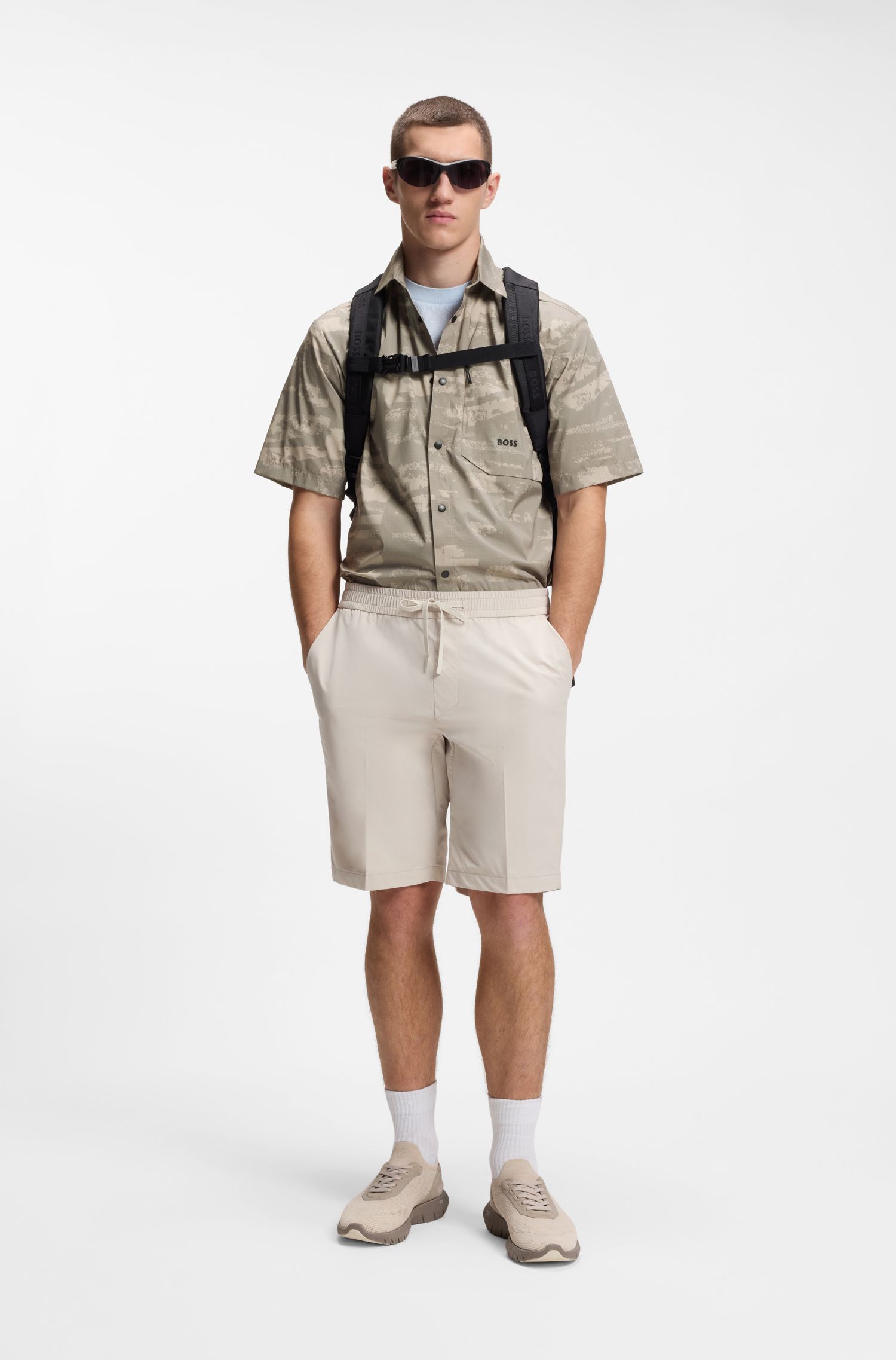 【BOSS博斯】拉链口袋印花防撕裂面料宽松版型衬衫