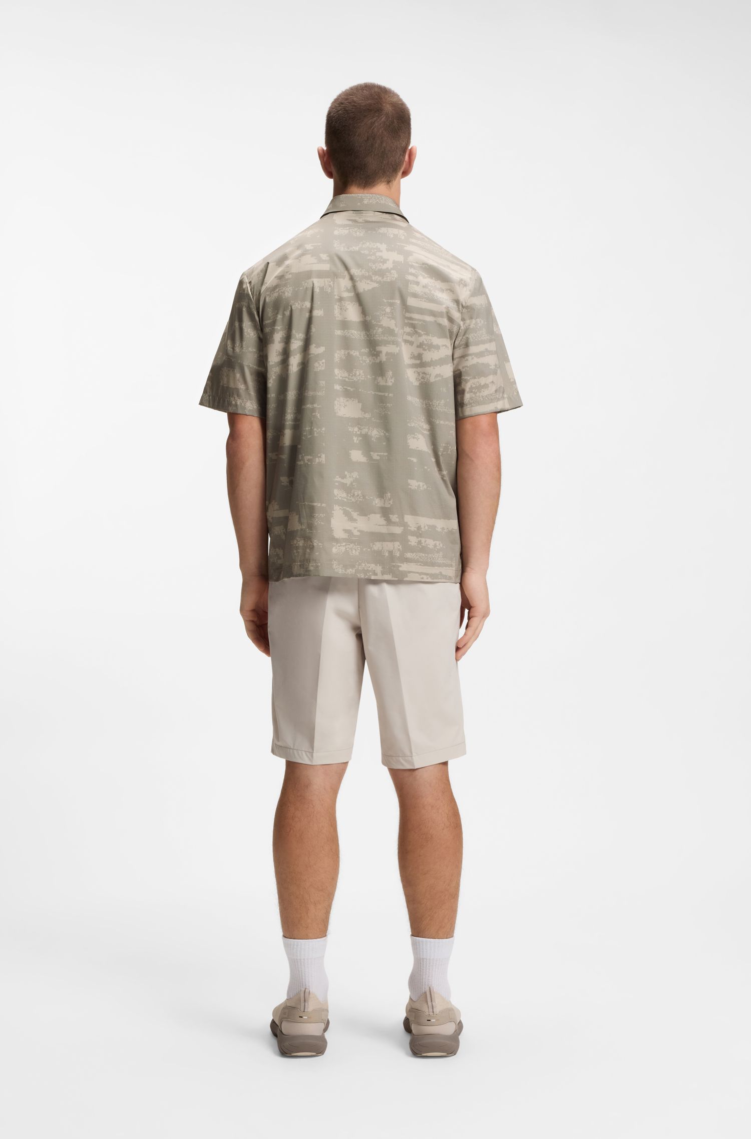 【BOSS博斯】拉链口袋印花防撕裂面料宽松版型衬衫