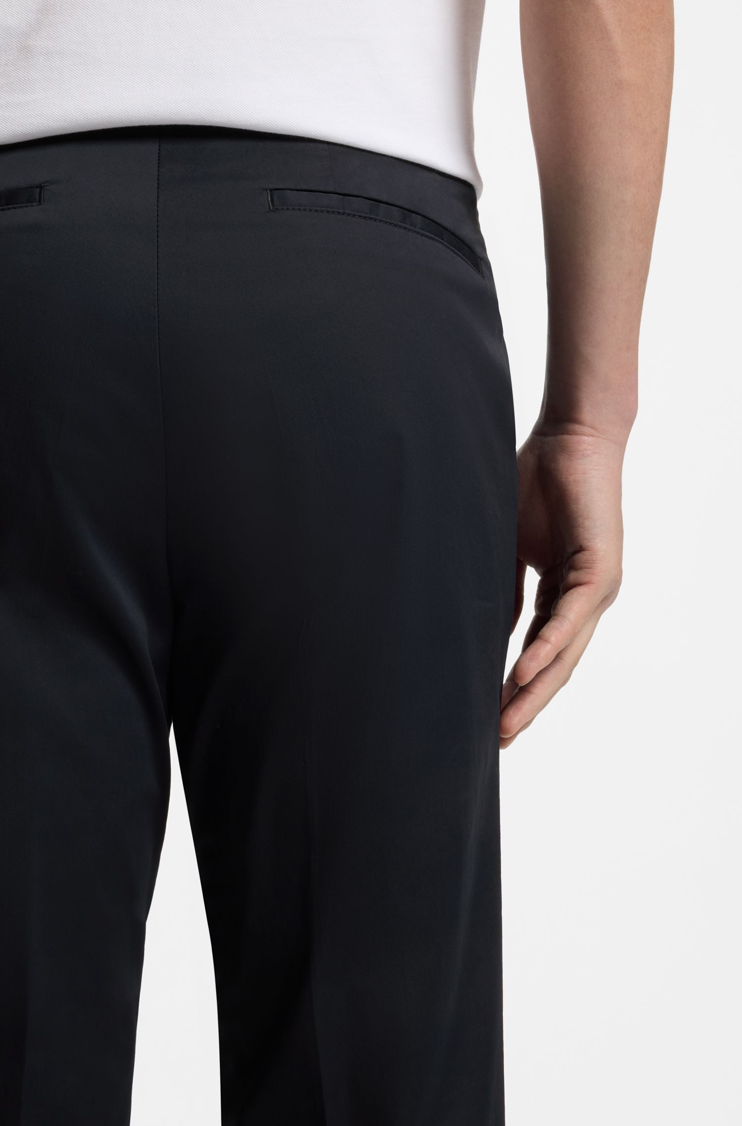 【BOSS博斯】可水洗棉质混纺修身长裤