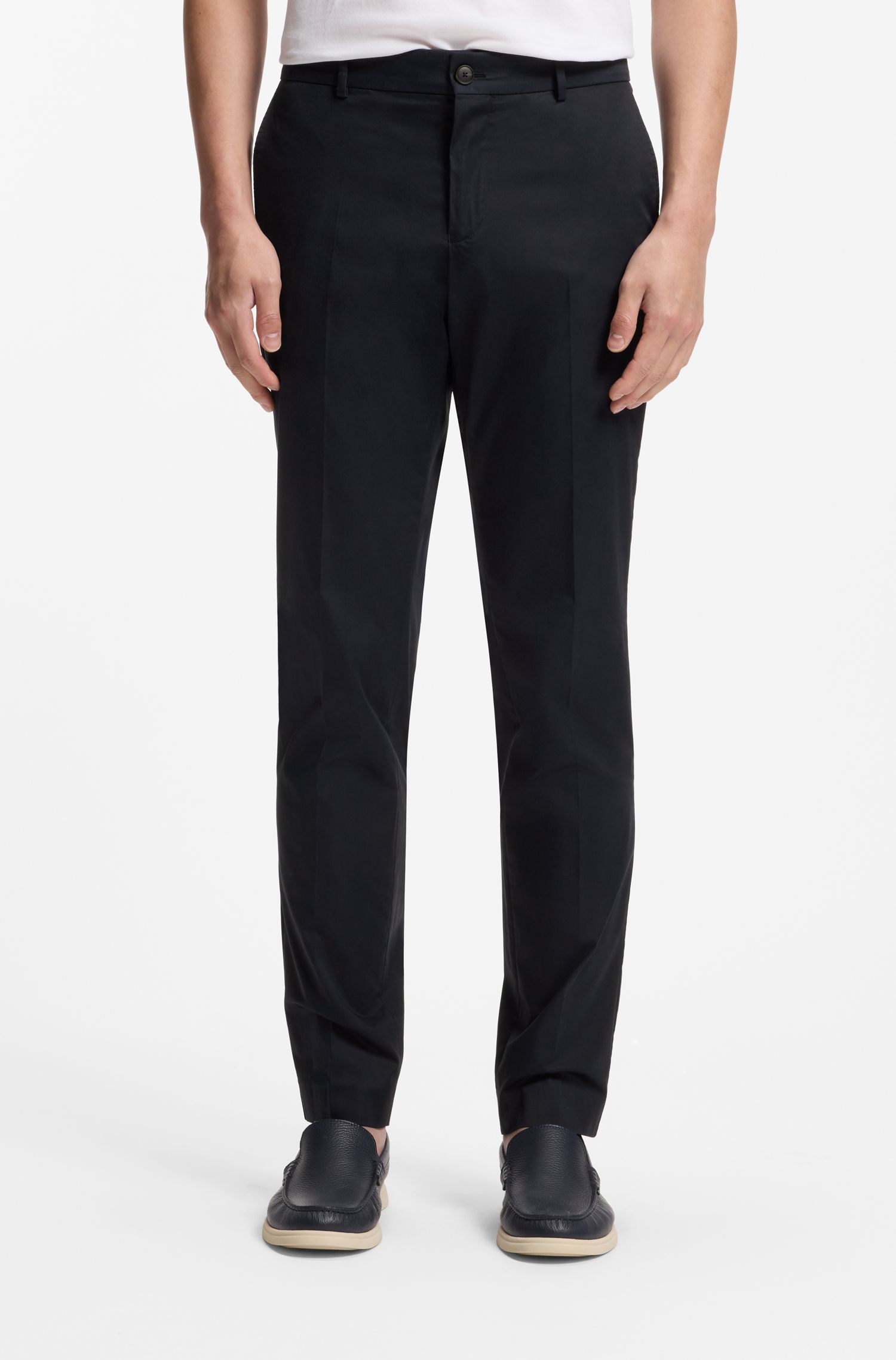 【BOSS博斯】可水洗棉质混纺修身长裤