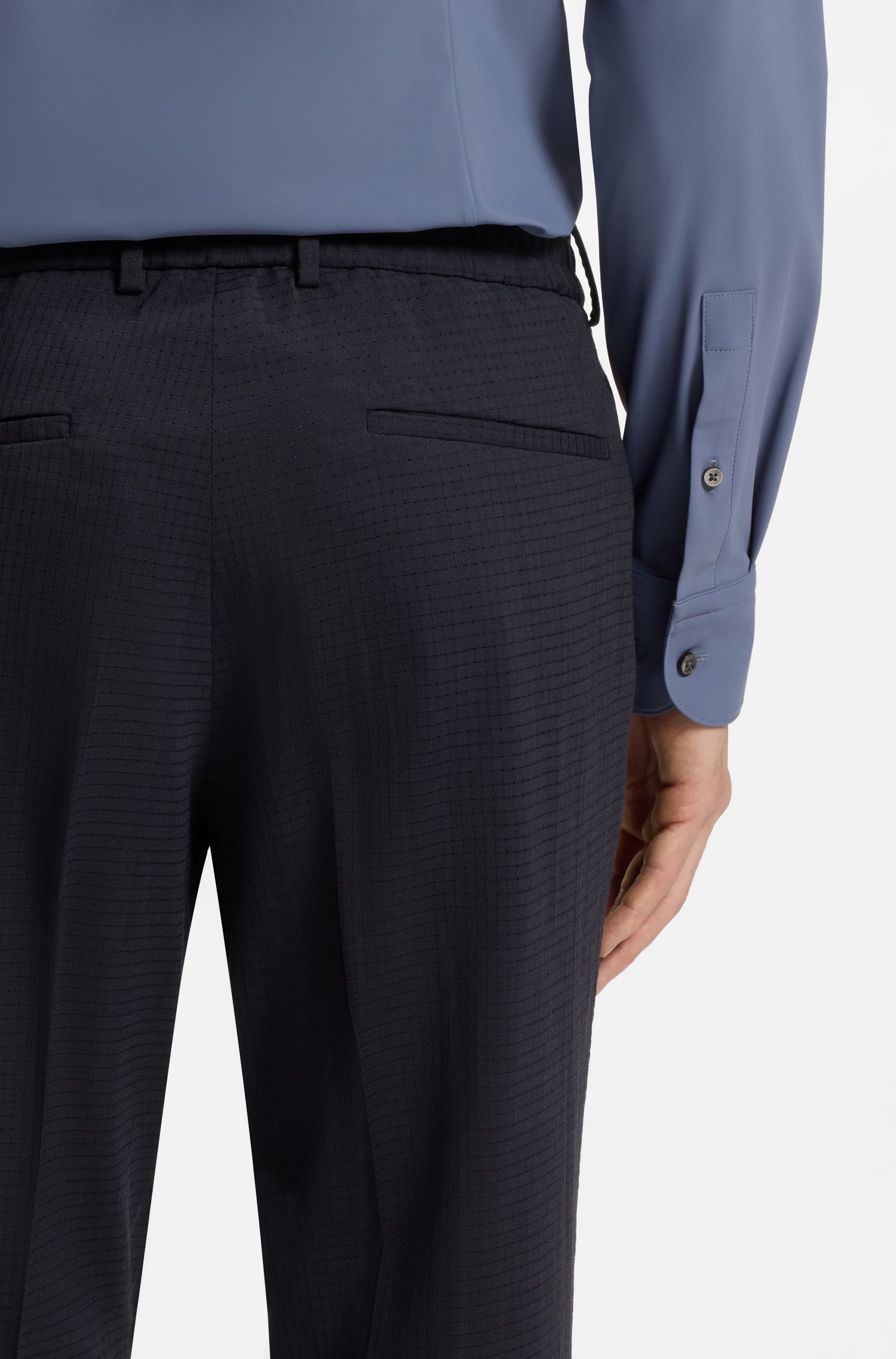 可水洗羊毛混纺面料便携修身长裤