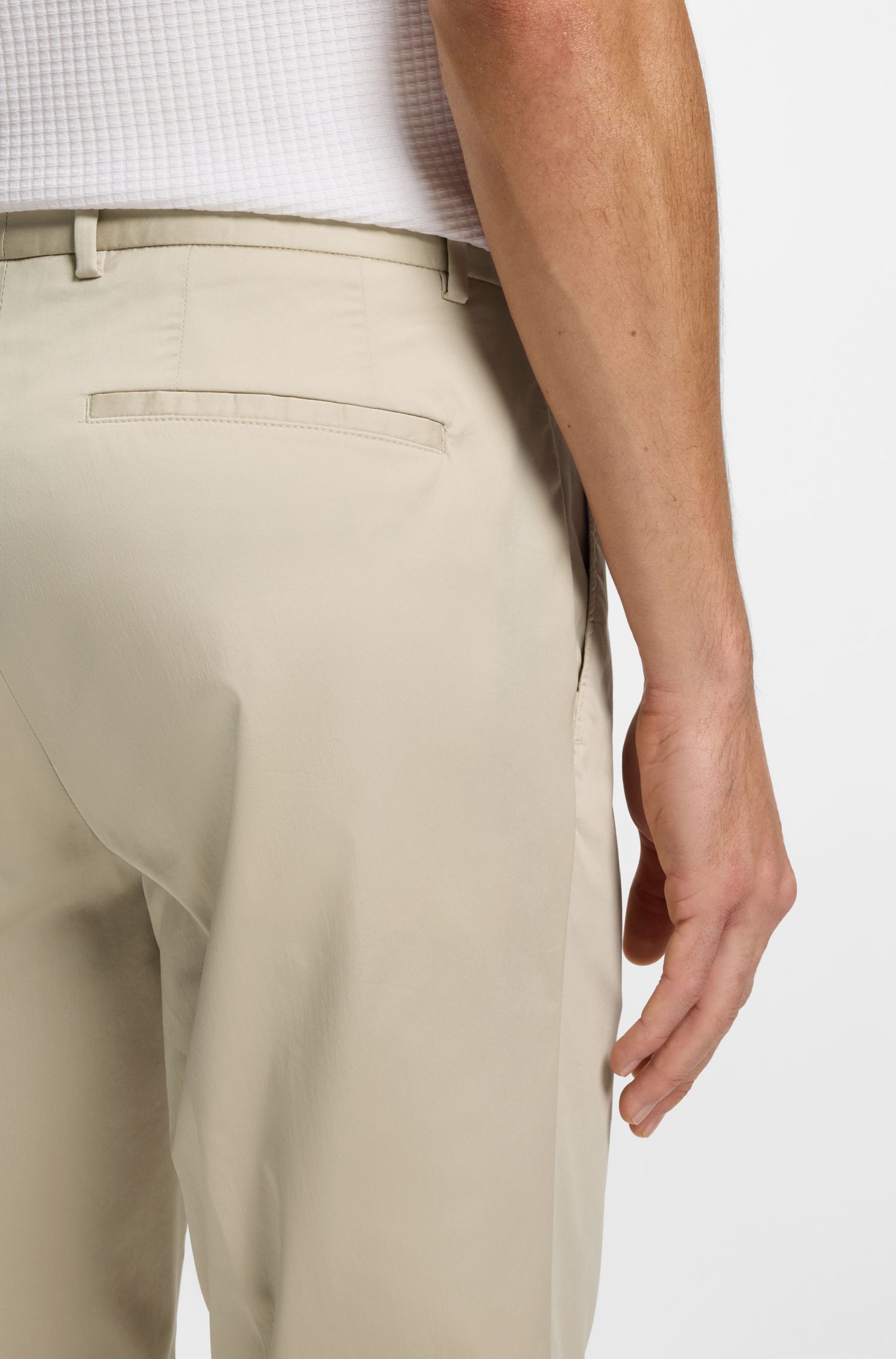 【BOSS博斯】可水洗棉质混纺修身长裤