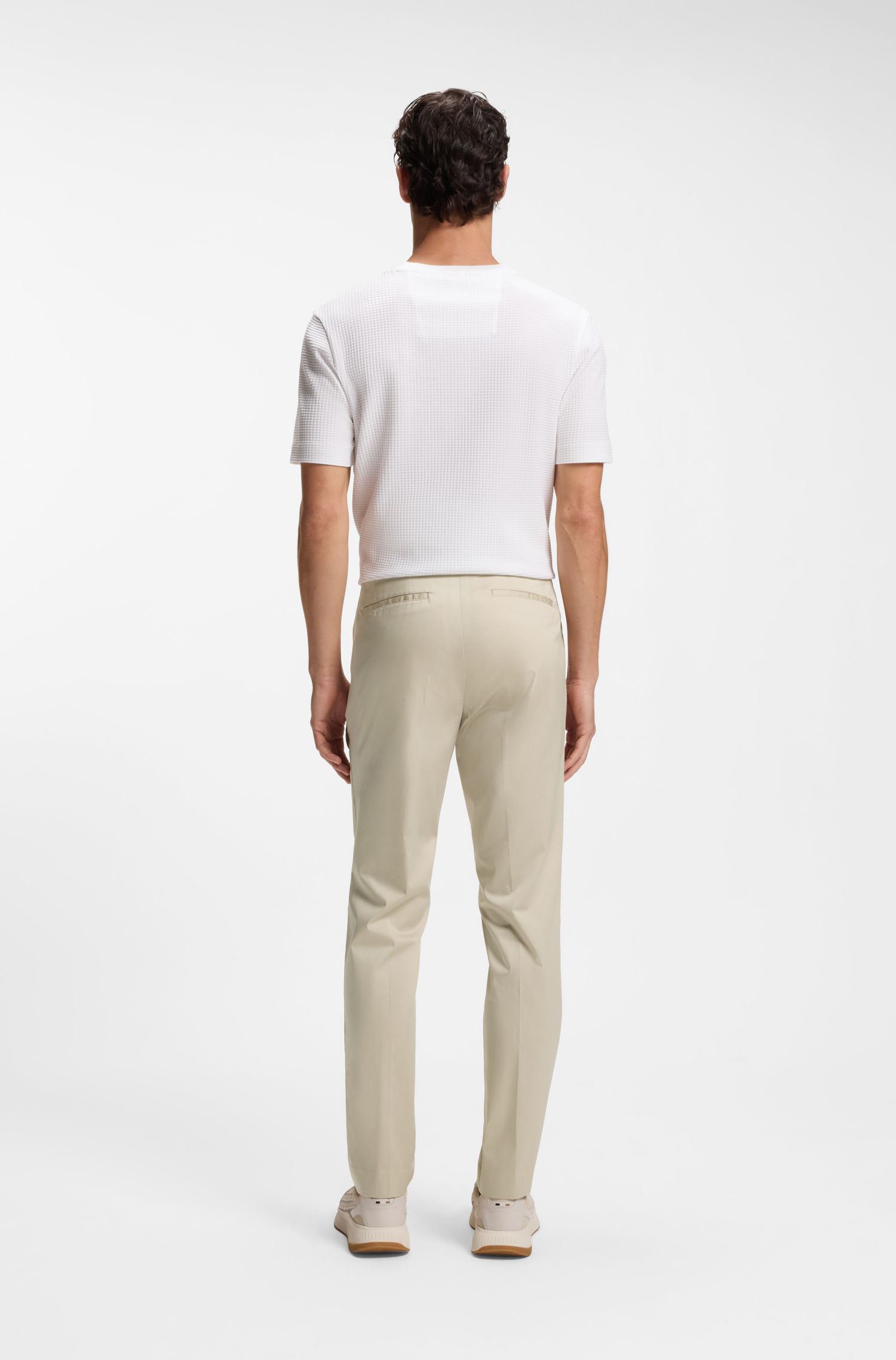 【BOSS博斯】可水洗棉质混纺修身长裤