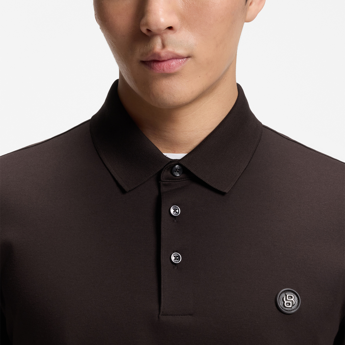 【BOSS博斯】平针织领三纽扣常规休闲POLO衫