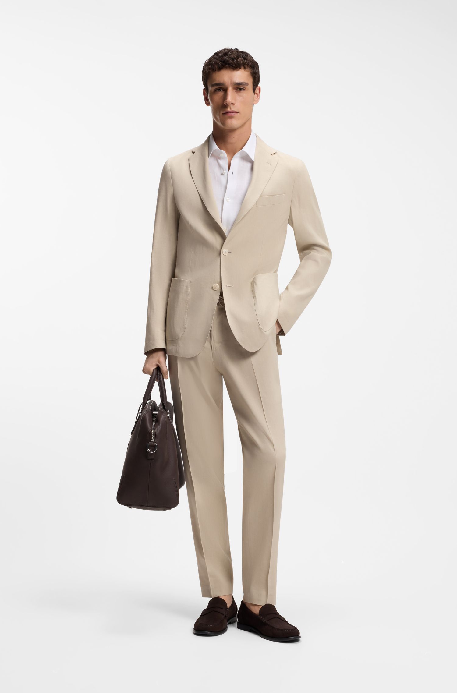 【BOSS博斯】意大利制造修身版亚麻衬衫