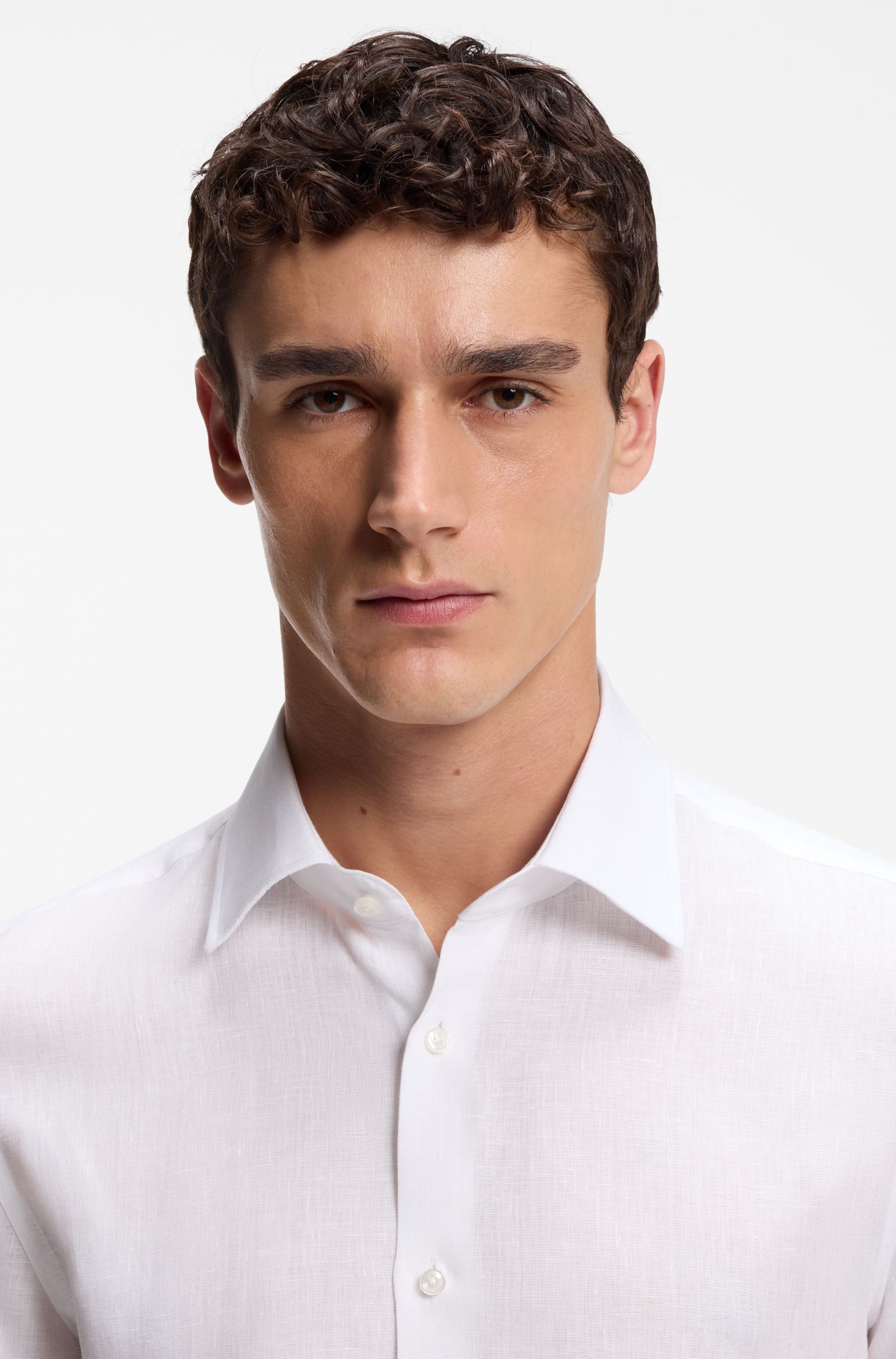 【BOSS博斯】意大利制造修身版亚麻衬衫