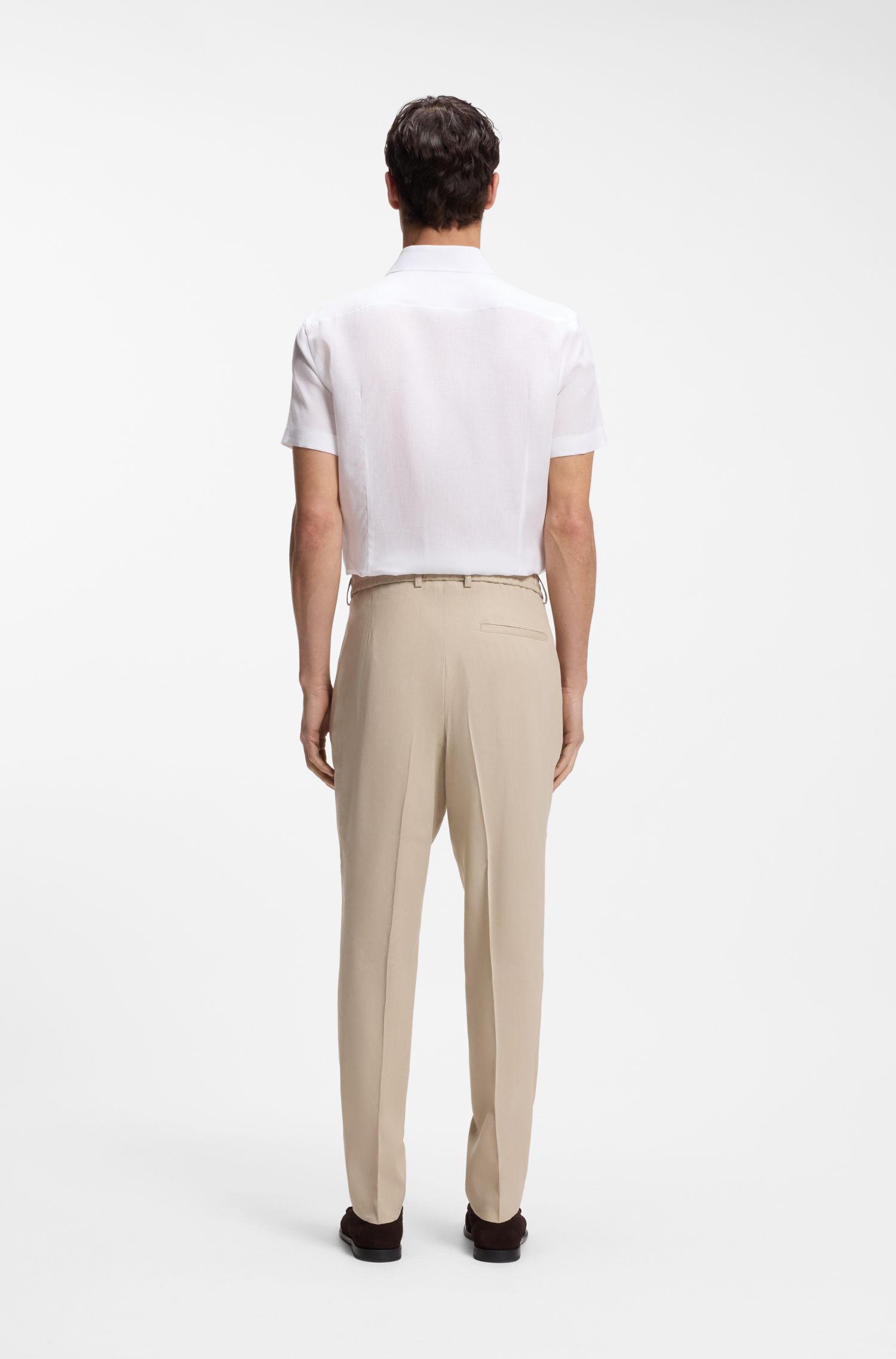 【BOSS博斯】意大利制造修身版亚麻衬衫