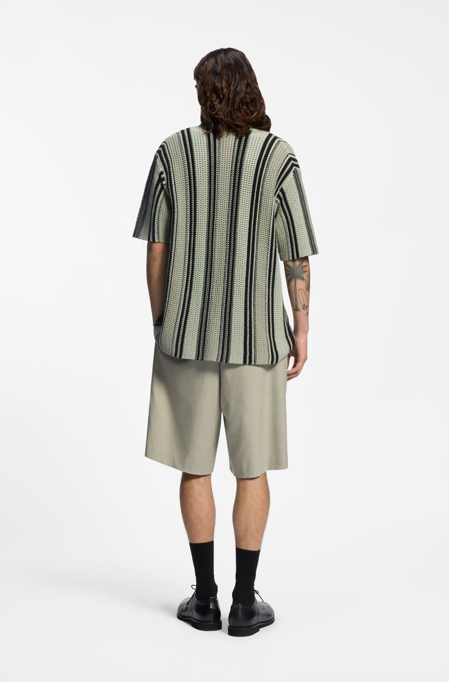 【HUGO雨果】镂空针织棉质宽松衬衫