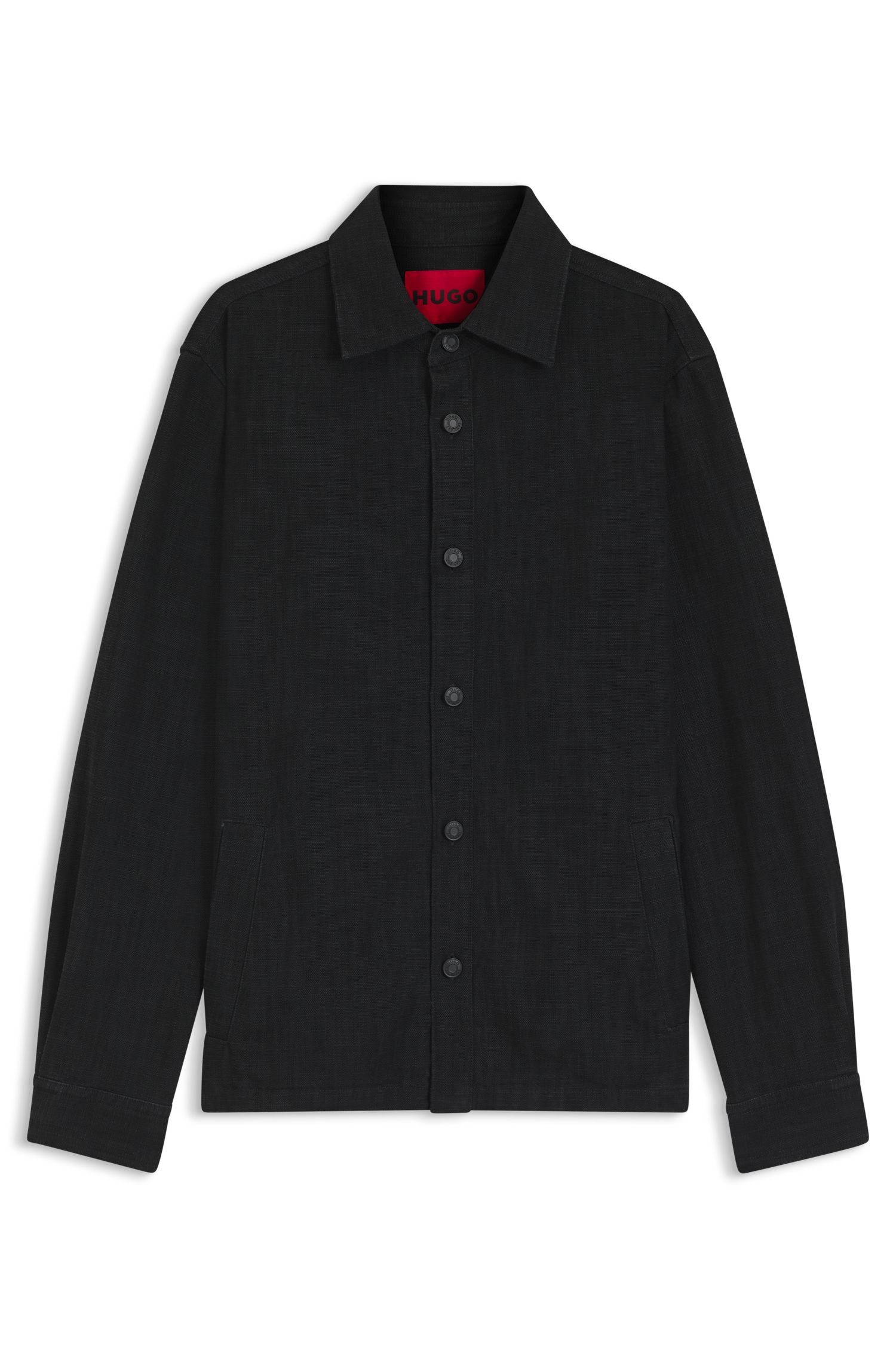 【HUGO雨果】侧口袋棉质帆布超大版型衬衫