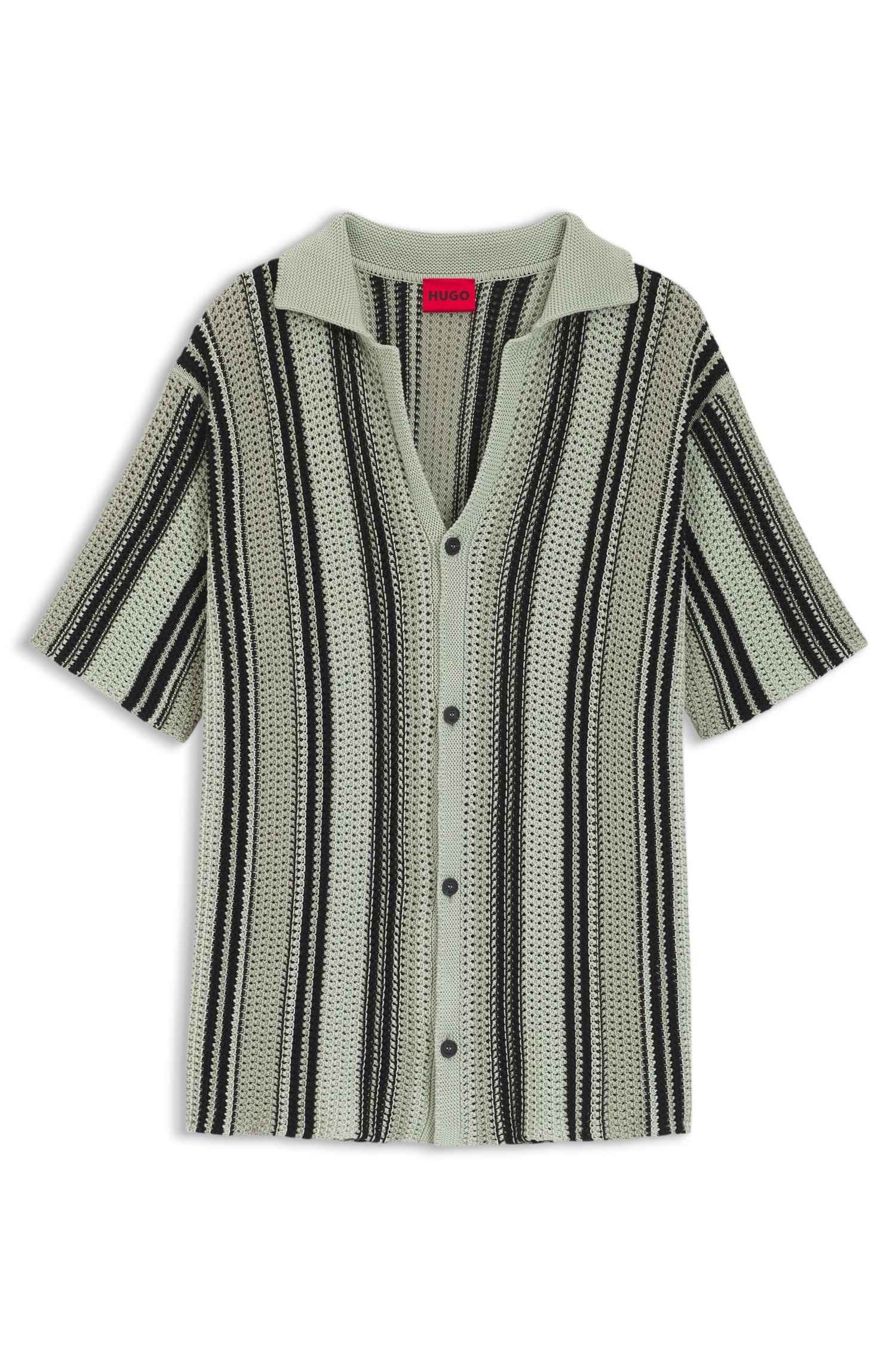 【HUGO雨果】镂空针织棉质宽松衬衫