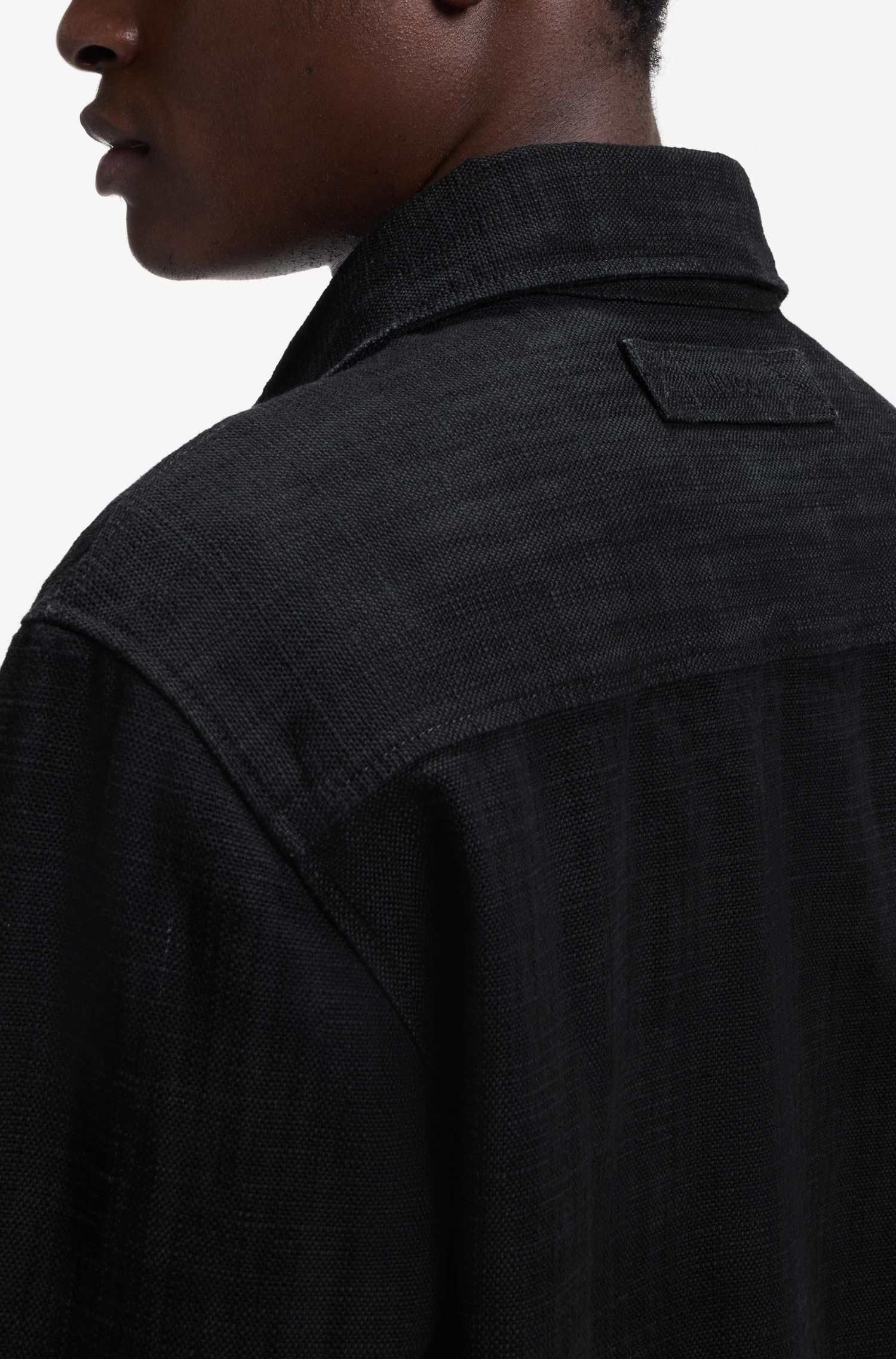 【HUGO雨果】侧口袋棉质帆布超大版型衬衫