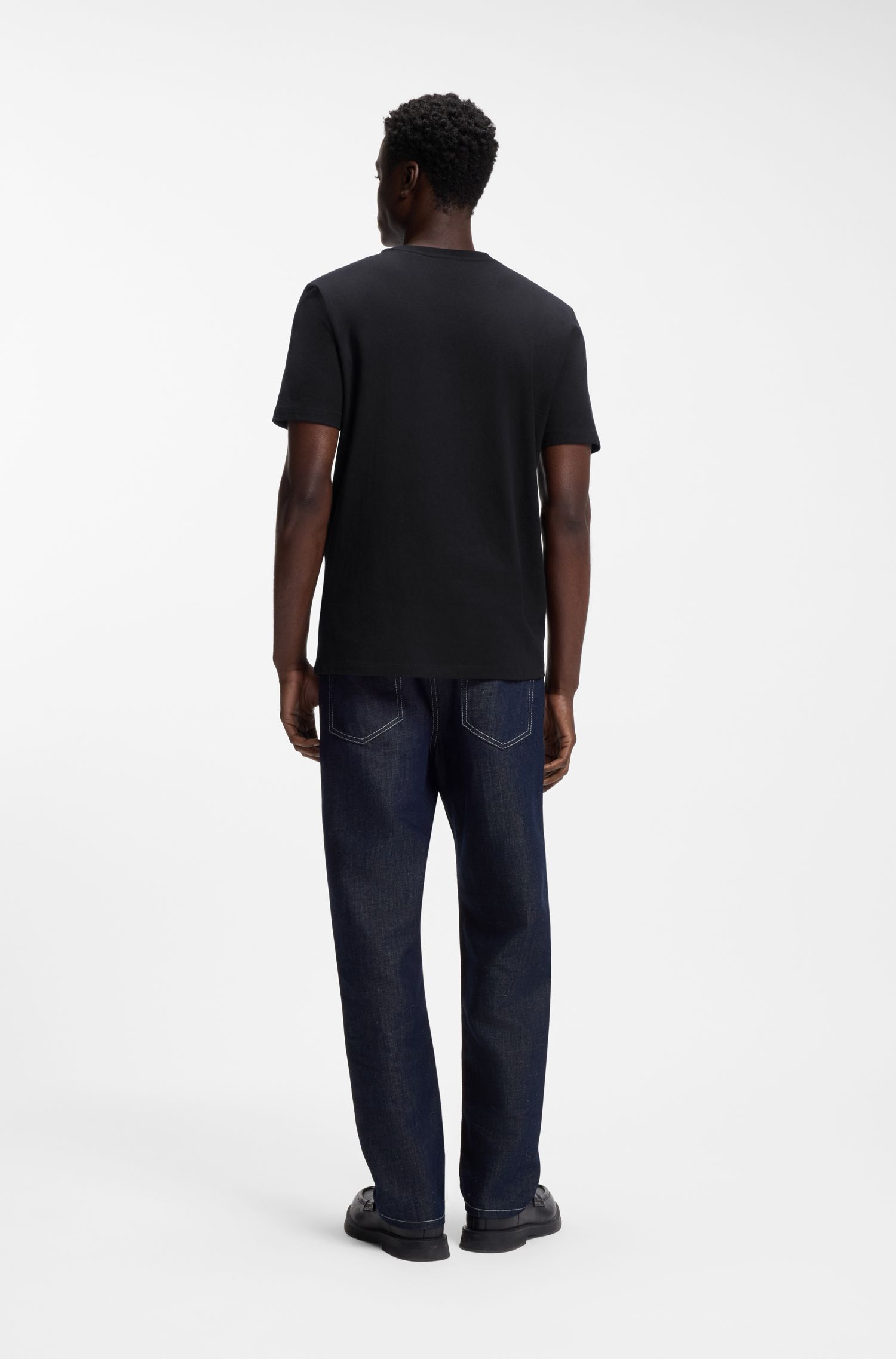 【HUGO雨果】徽标刺绣图案棉质平纹布 T 恤