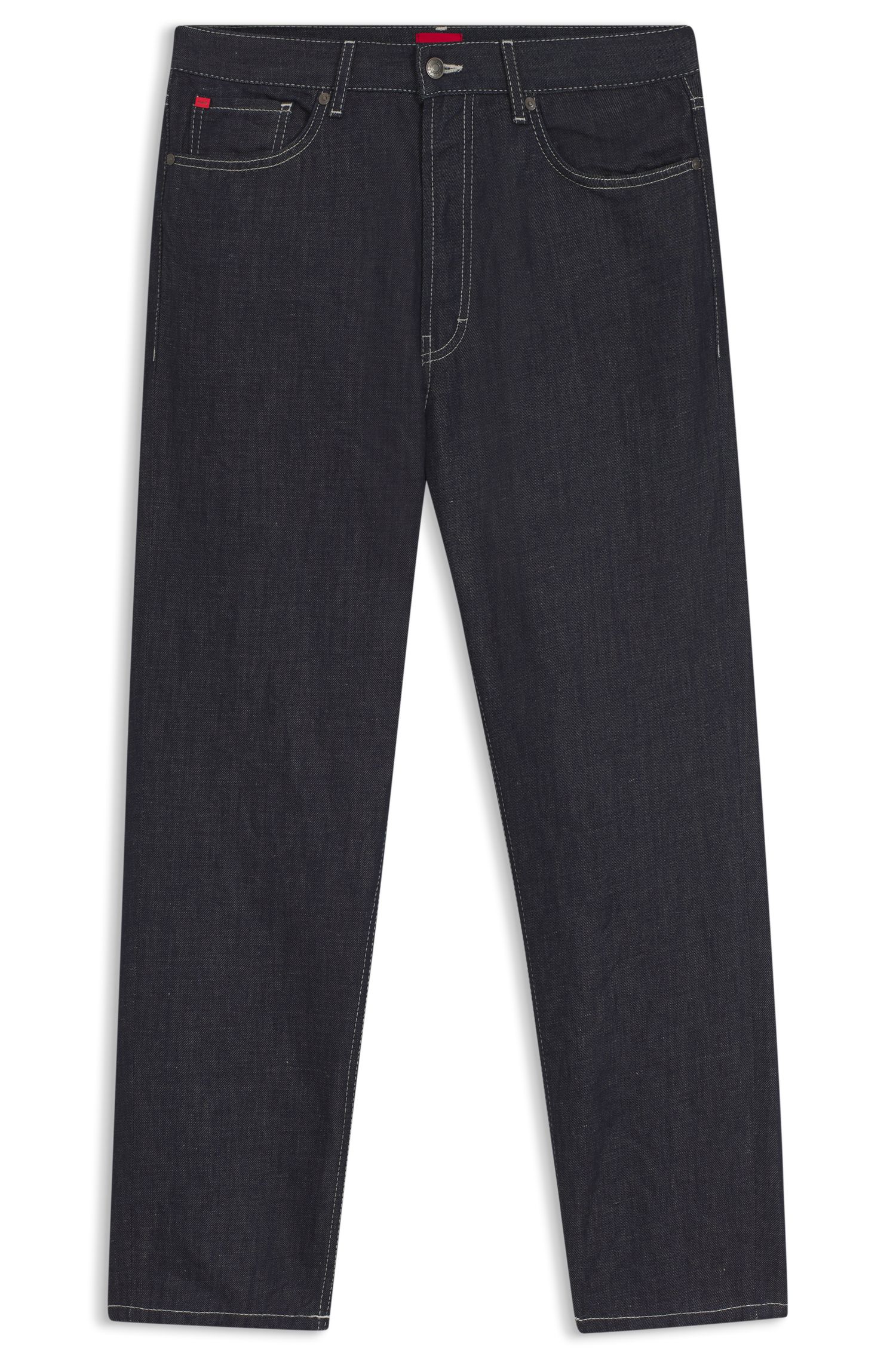 【HUGO雨果】深蓝色复古水洗锥形牛仔裤