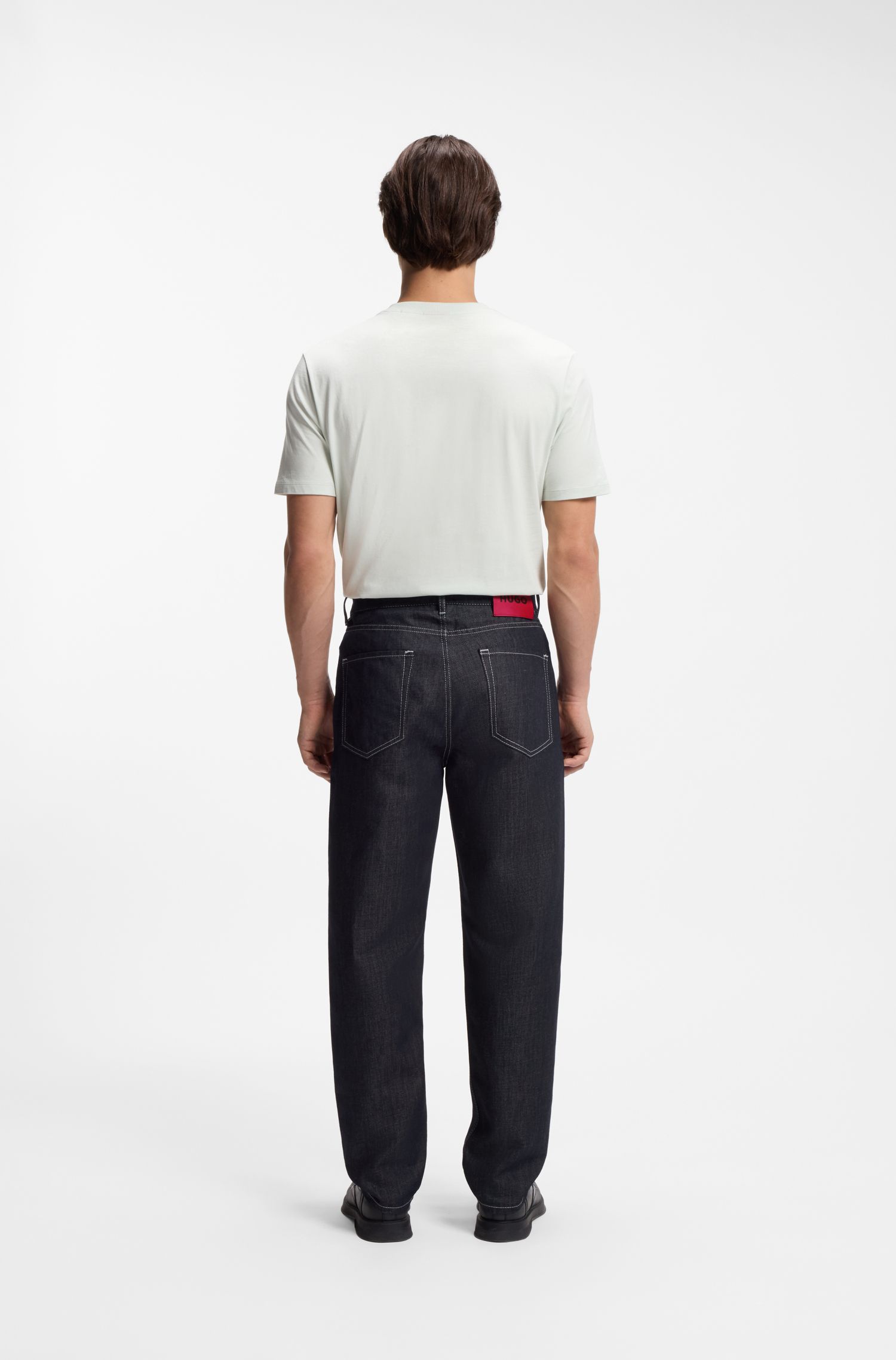 【HUGO雨果】深蓝色复古水洗锥形牛仔裤