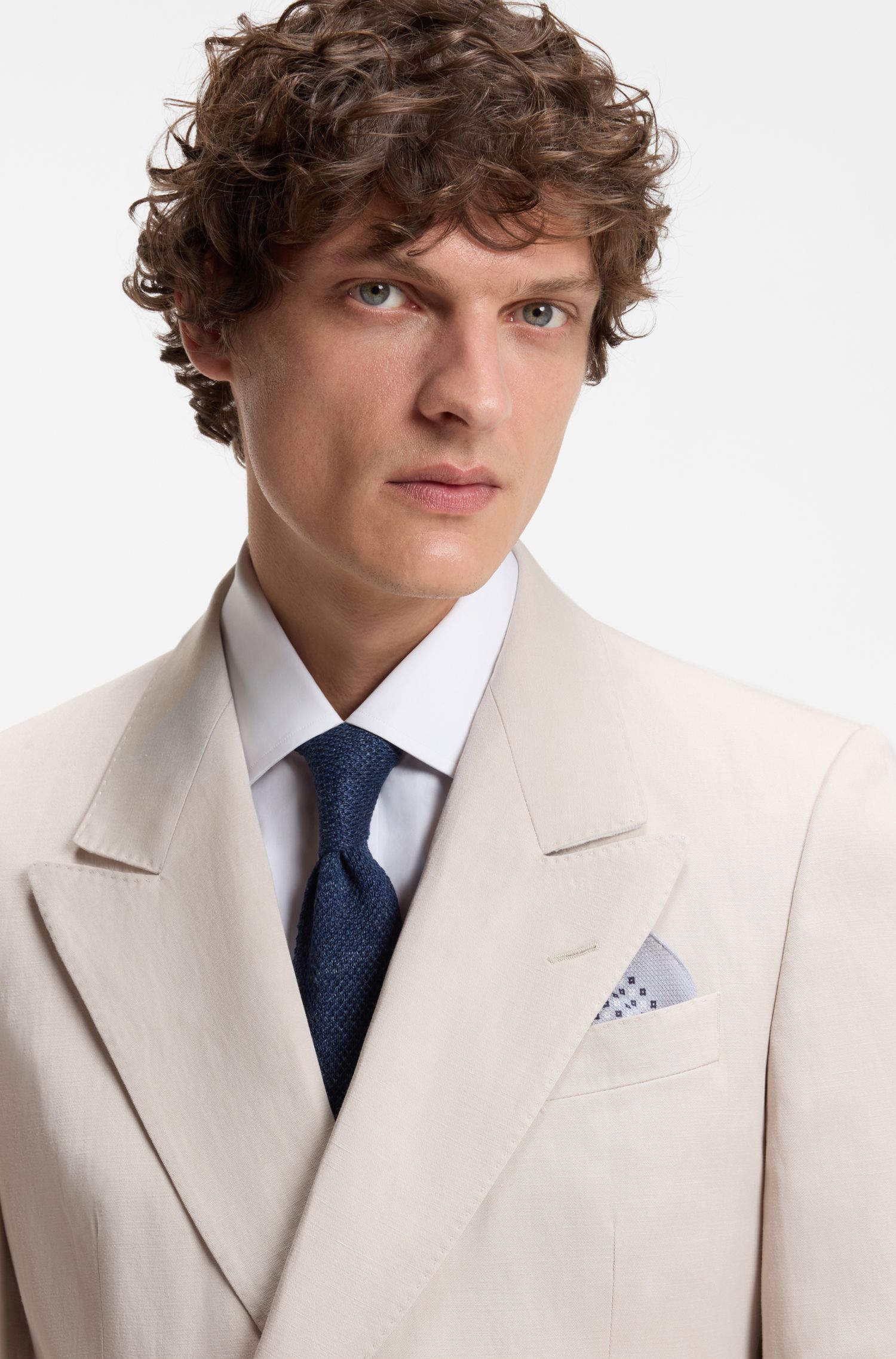 【BOSS博斯】BOSS BY BECKHAM 亚麻和棉质混纺方巾