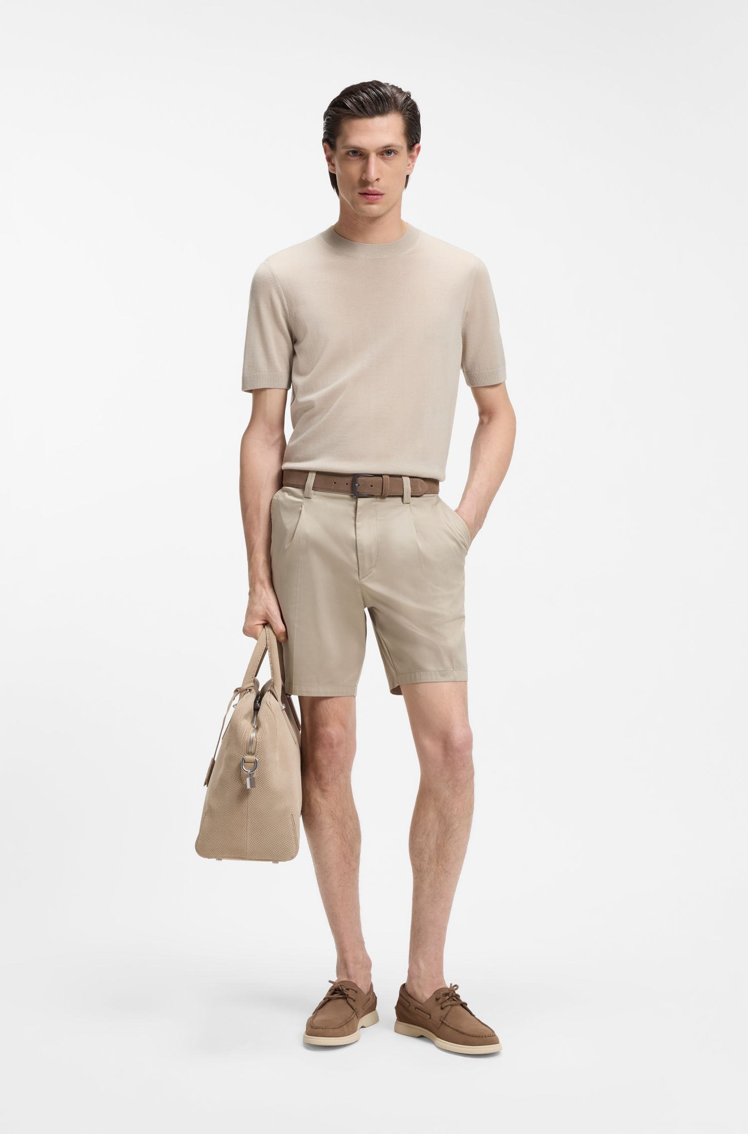 【BOSS博斯】易熨烫棉质混纺修身短裤