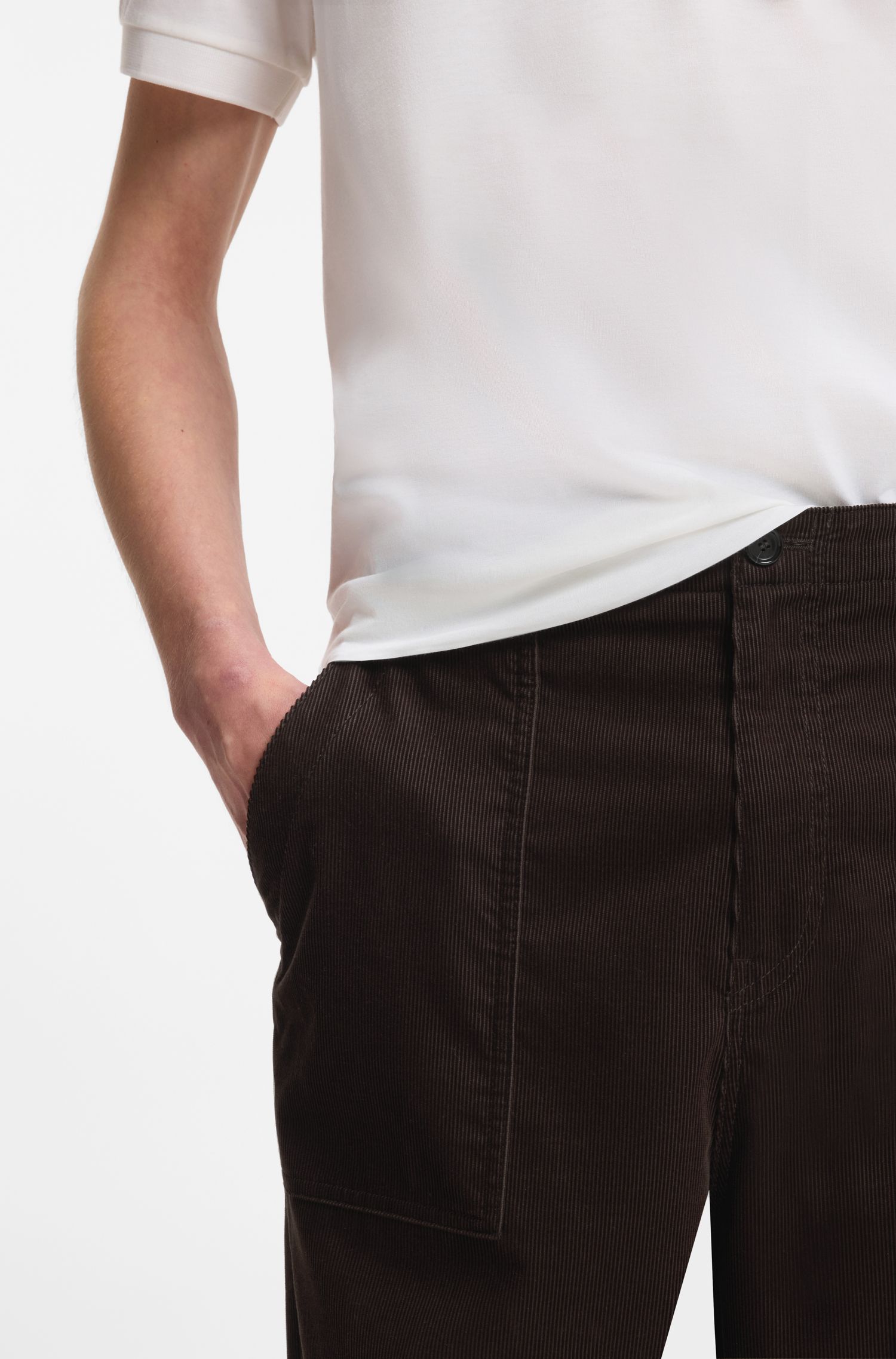 【BOSS博斯】BOSS BY BECKHAM弹力棉灯芯绒长裤