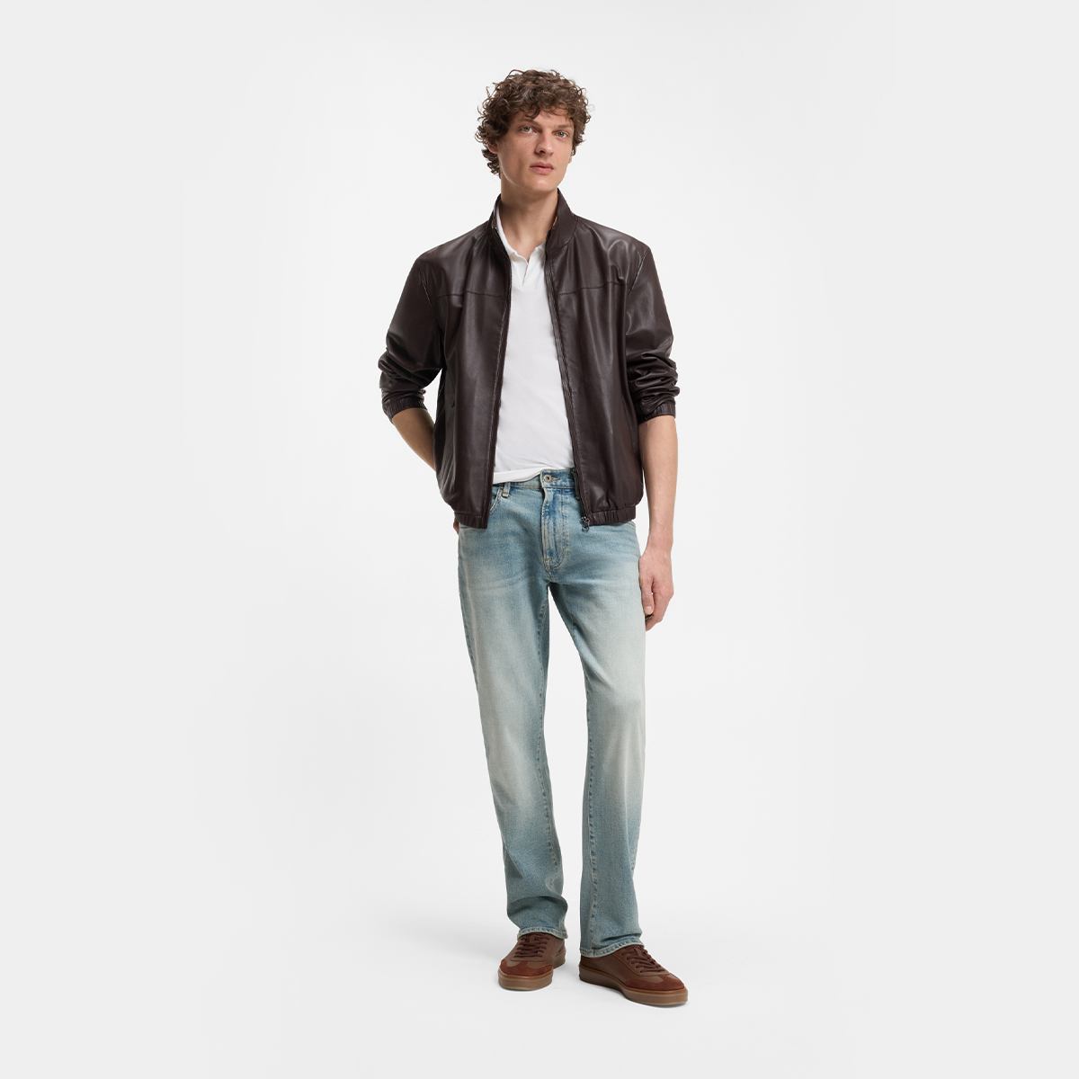 【BOSS博斯】BOSS BY BECKHAM蓝色弹力修身牛仔裤