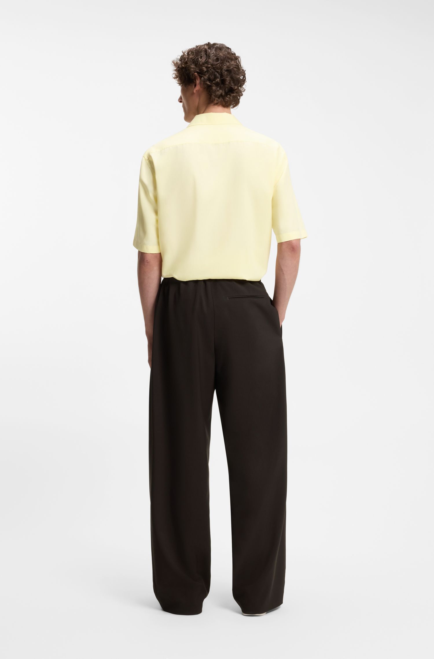 【BOSS博斯】BOSS BY BECKHAM抽绳饰羊毛长裤