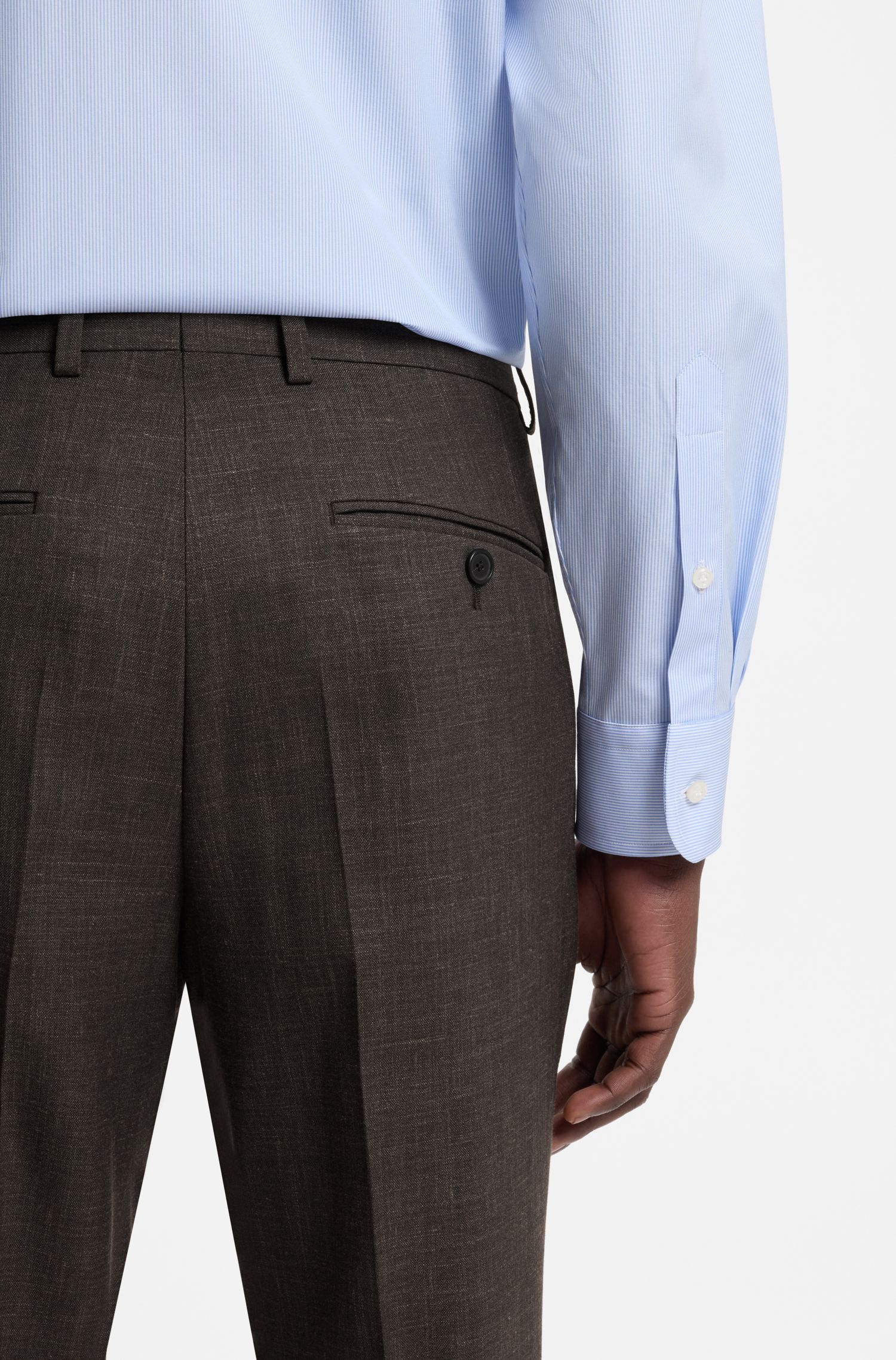 【BOSS博斯】BOSS BY BECKHAM修身版型羊毛混纺西装长裤